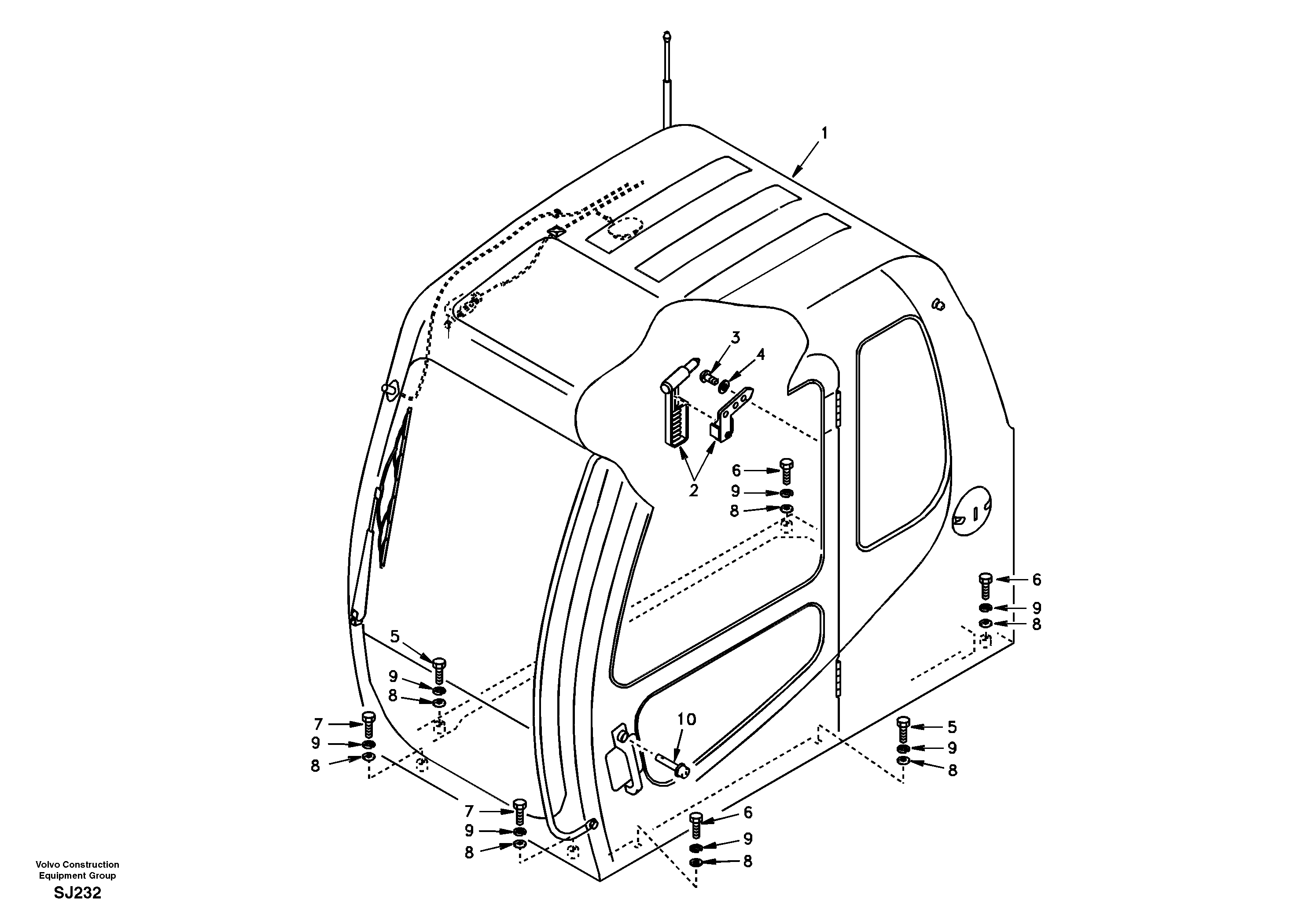 Схема запчастей Volvo EW170 - 96735 Cab mount EW170 & EW180 SER NO 3031-