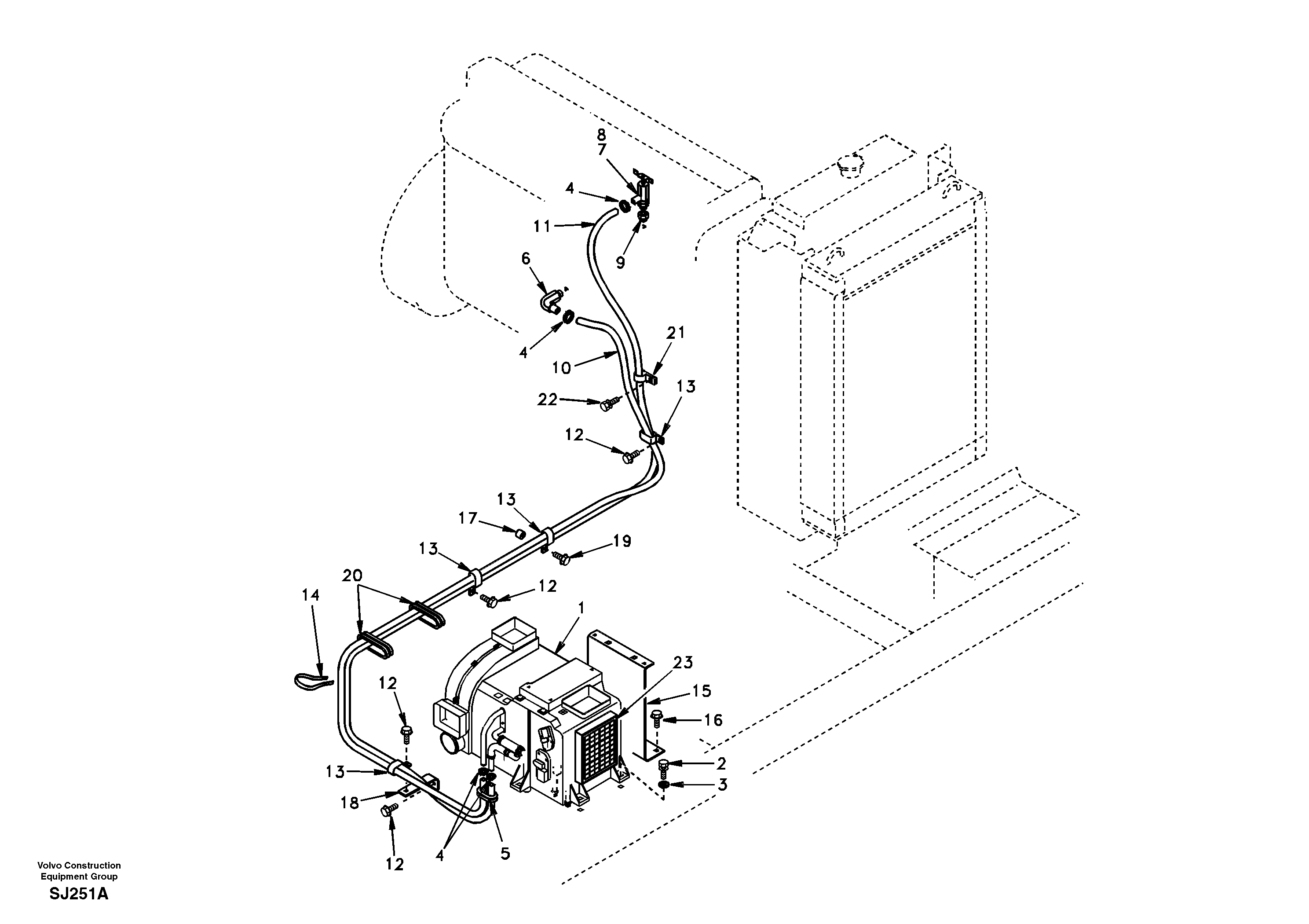 Схема запчастей Volvo EW170 - 21293 Heating line EW170 & EW180 SER NO 3031-