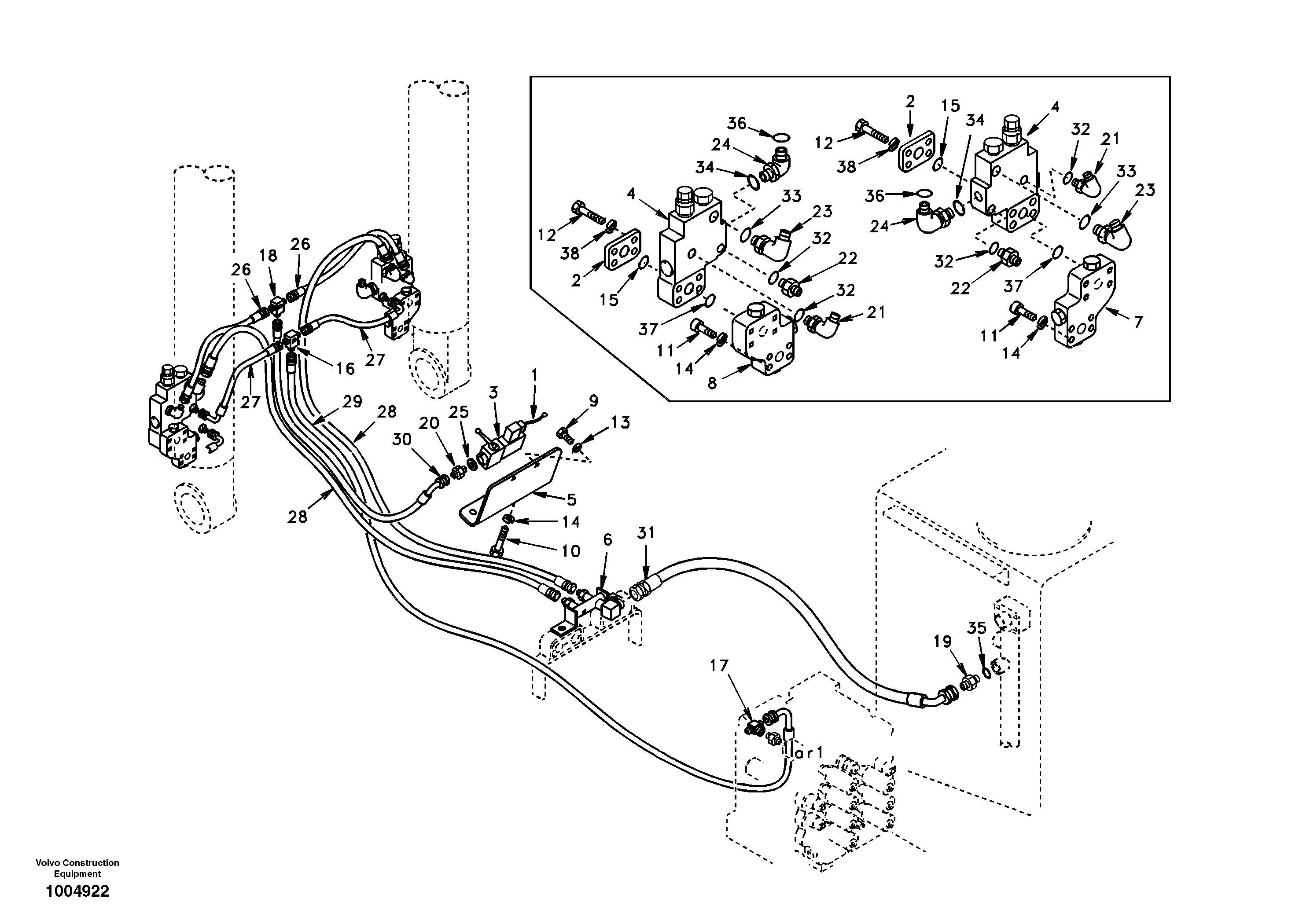 Схема запчастей Volvo EW170 - 10755 Working hydraulic, boom rupture EW170 & EW180 SER NO 3031-