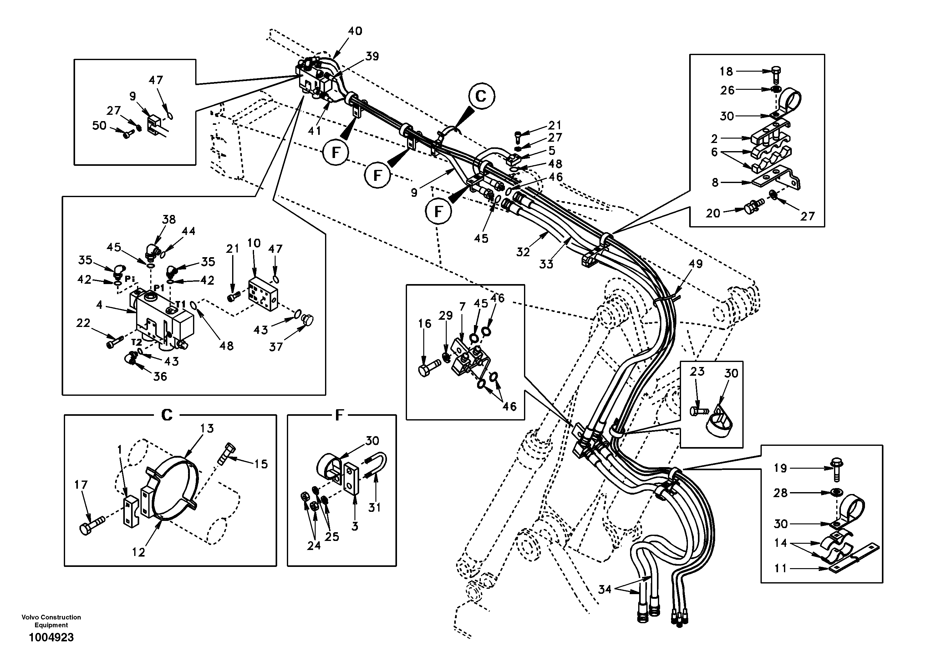 Схема запчастей Volvo EW170 - 96134 Working hydraulic, dipper arm rupture and adjustable boom EW170 & EW180 SER NO 3031-