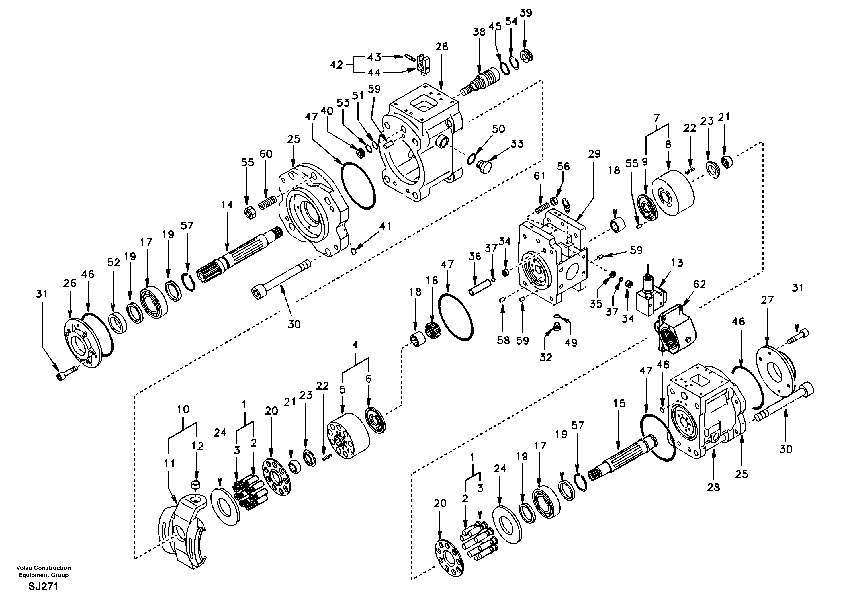 Схема запчастей Volvo EW170 - 93929 Гидронасос (основной насос) EW170 & EW180 SER NO 3031-