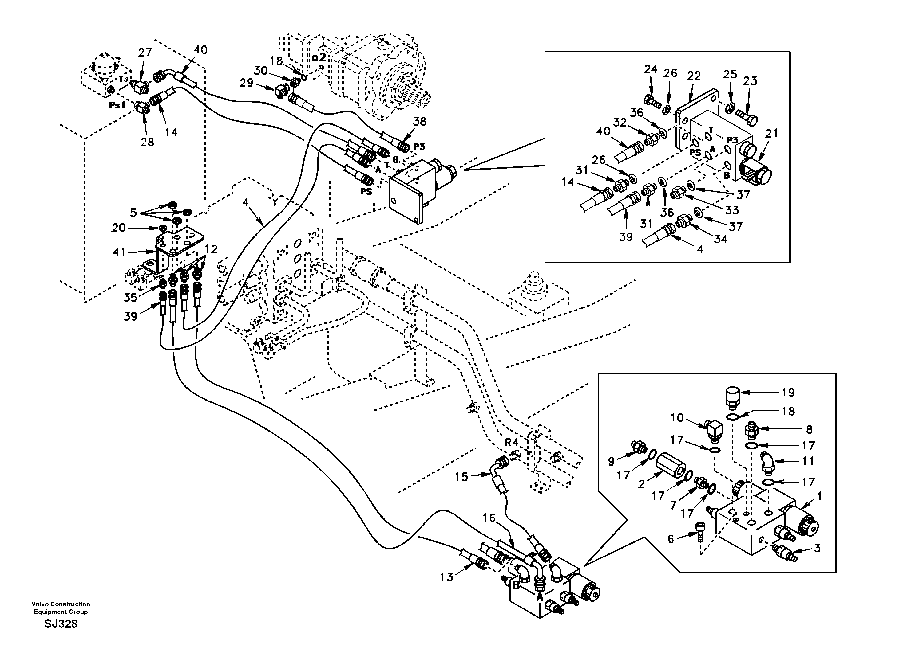 Схема запчастей Volvo EW170 - 32121 Quickfit and rotator hydraulic EW170 & EW180 SER NO 3031-