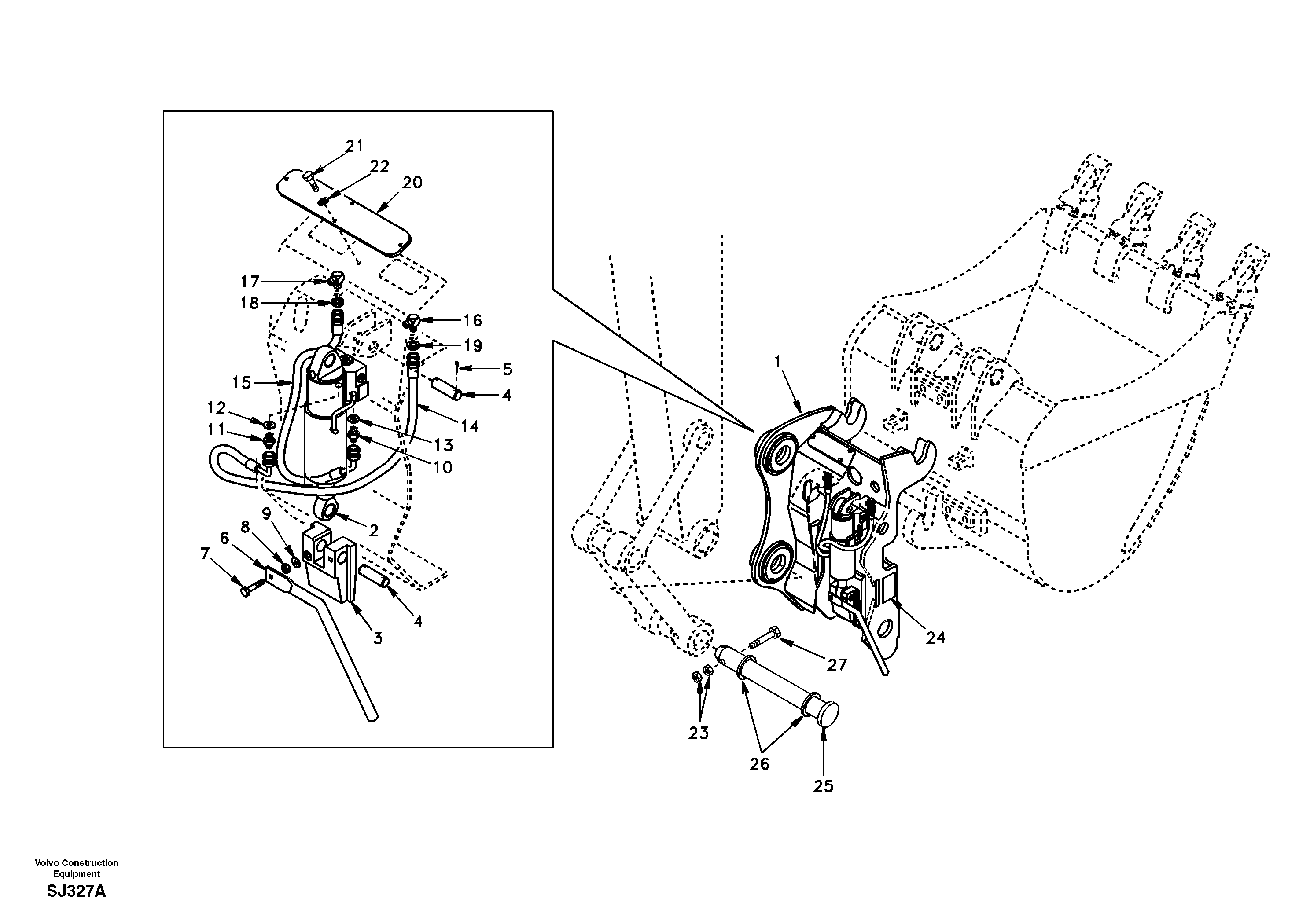 Схема запчастей Volvo EW170 - 78486 Attachment bracket, quickfit EW170 & EW180 SER NO 3031-