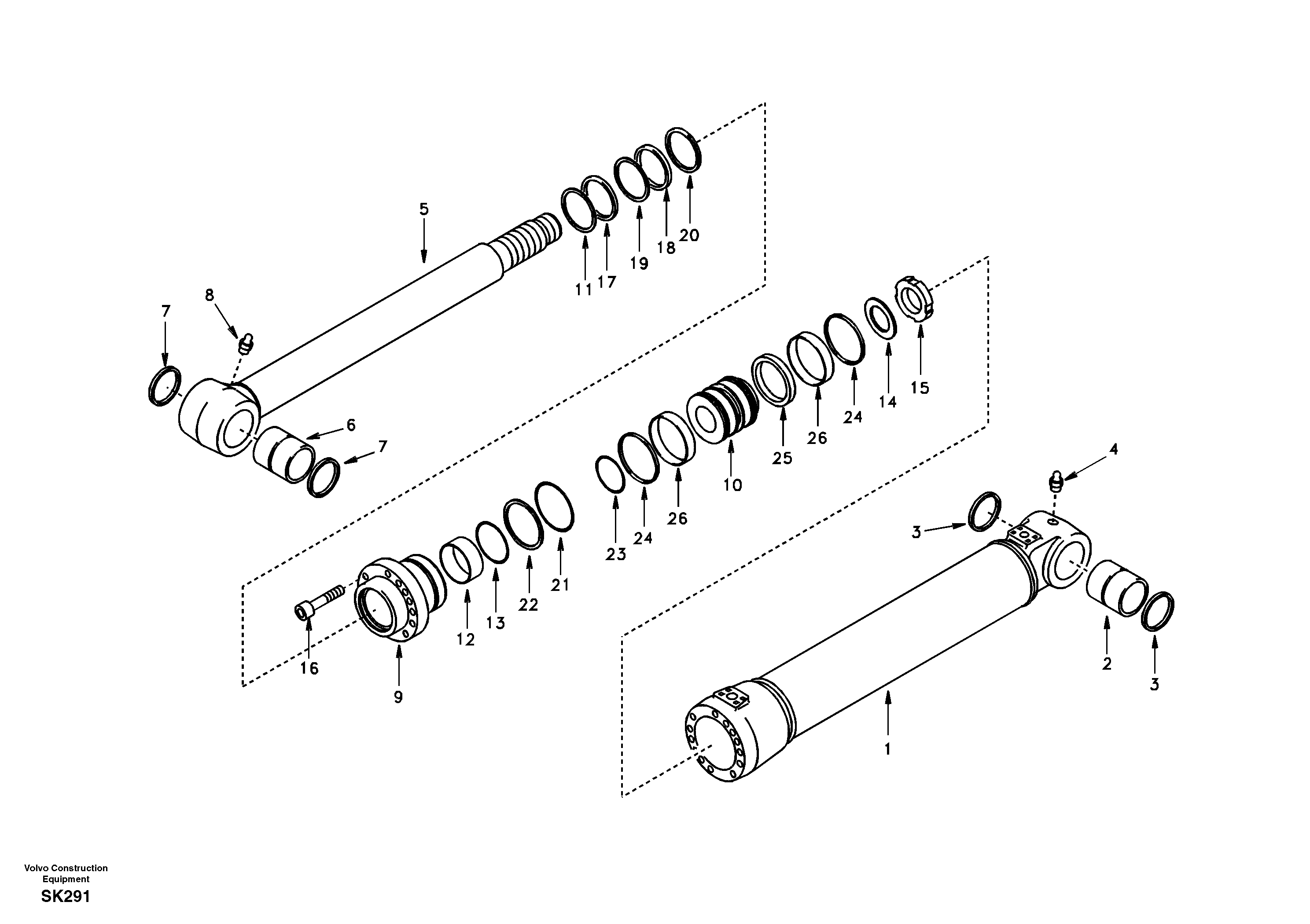 Схема запчастей Volvo EW170 - 33738 Stabiliser cylinder EW170 SER NO 3031-