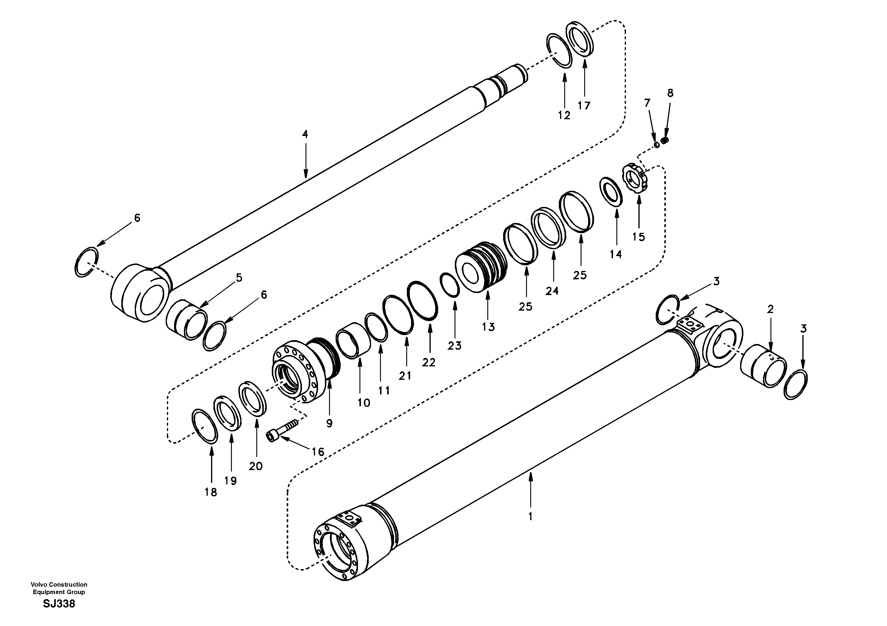 Схема запчастей Volvo EW170 - 19098 Boom cylinder 2nd boom EW170 & EW180 SER NO 3031-