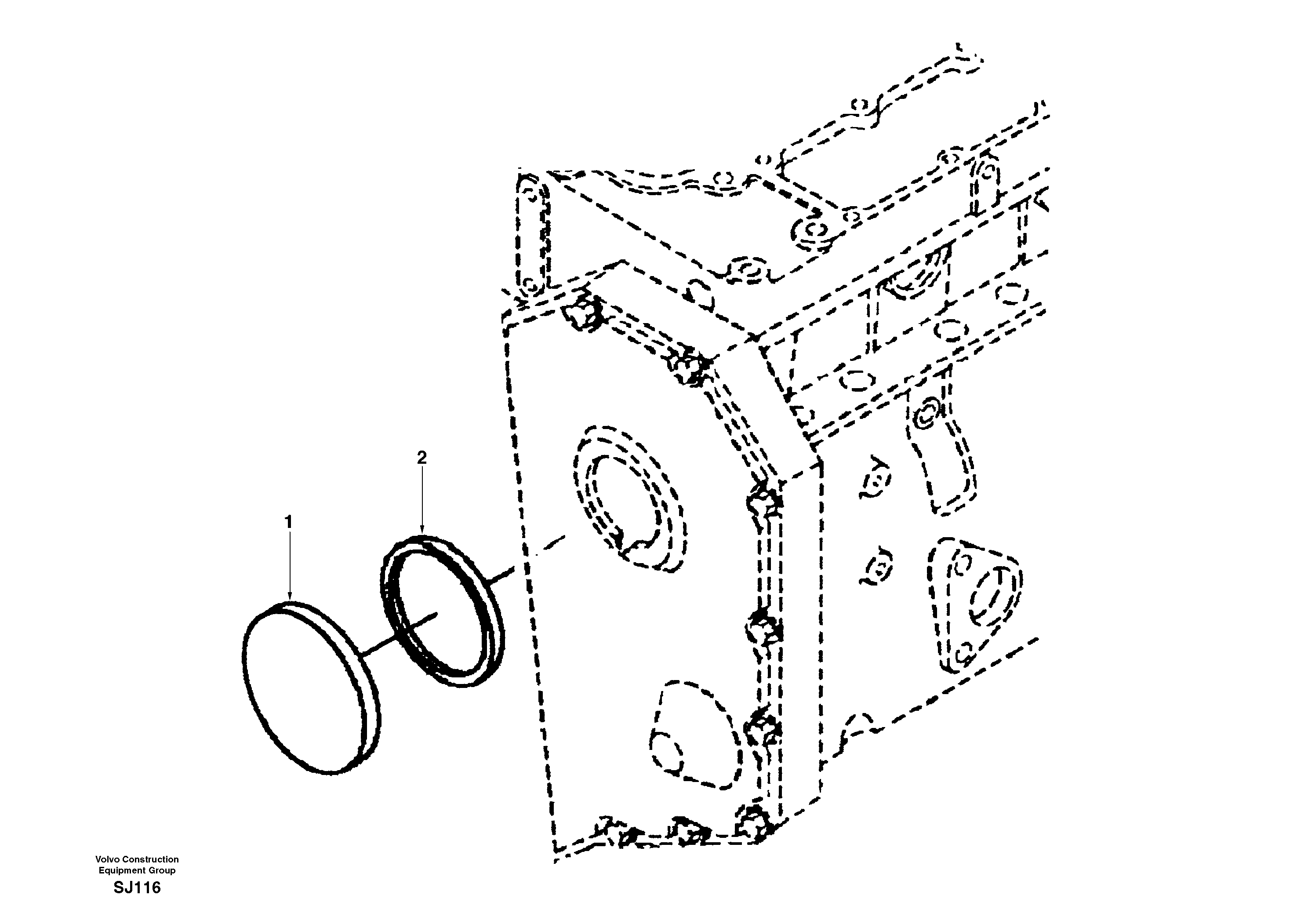 Схема запчастей Volvo EW170 - 26056 Tachometer drive cover EW170 & EW180 SER NO 3031-