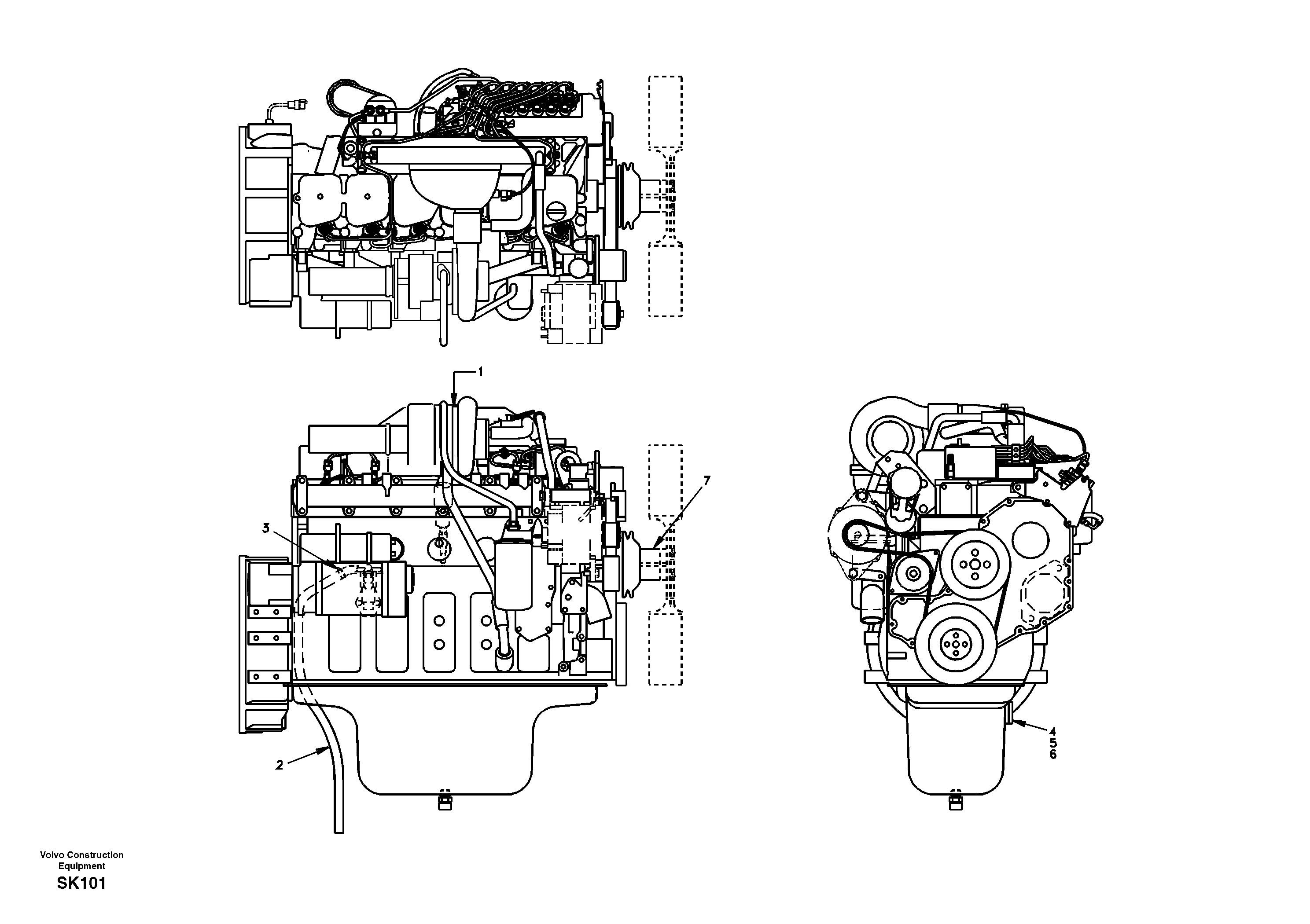 Схема запчастей Volvo EW170 - 10474 Двигатель в сборе EW170 SER NO 3031-