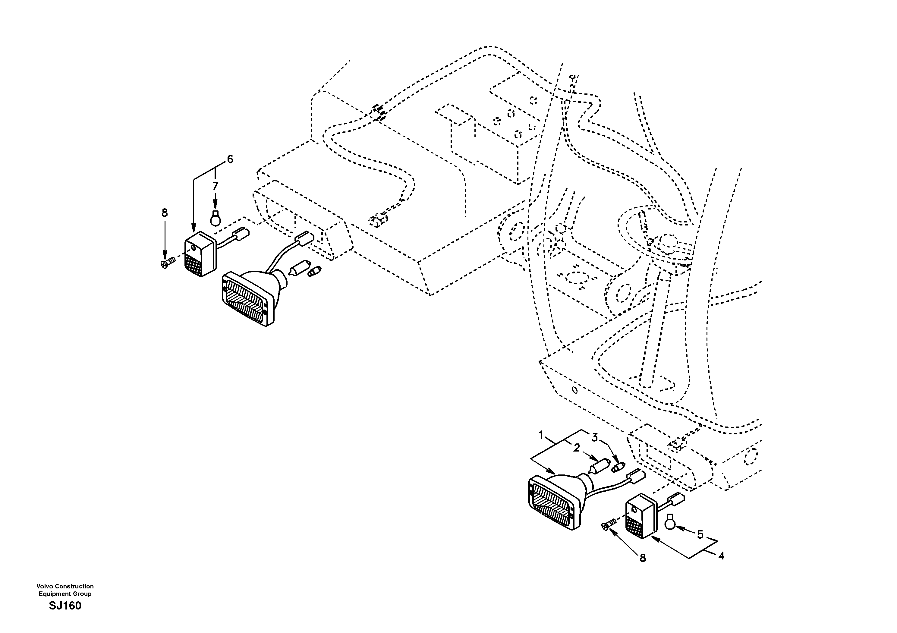 Схема запчастей Volvo EW170 - 26339 Lighting, front EW170 & EW180 SER NO 3031-