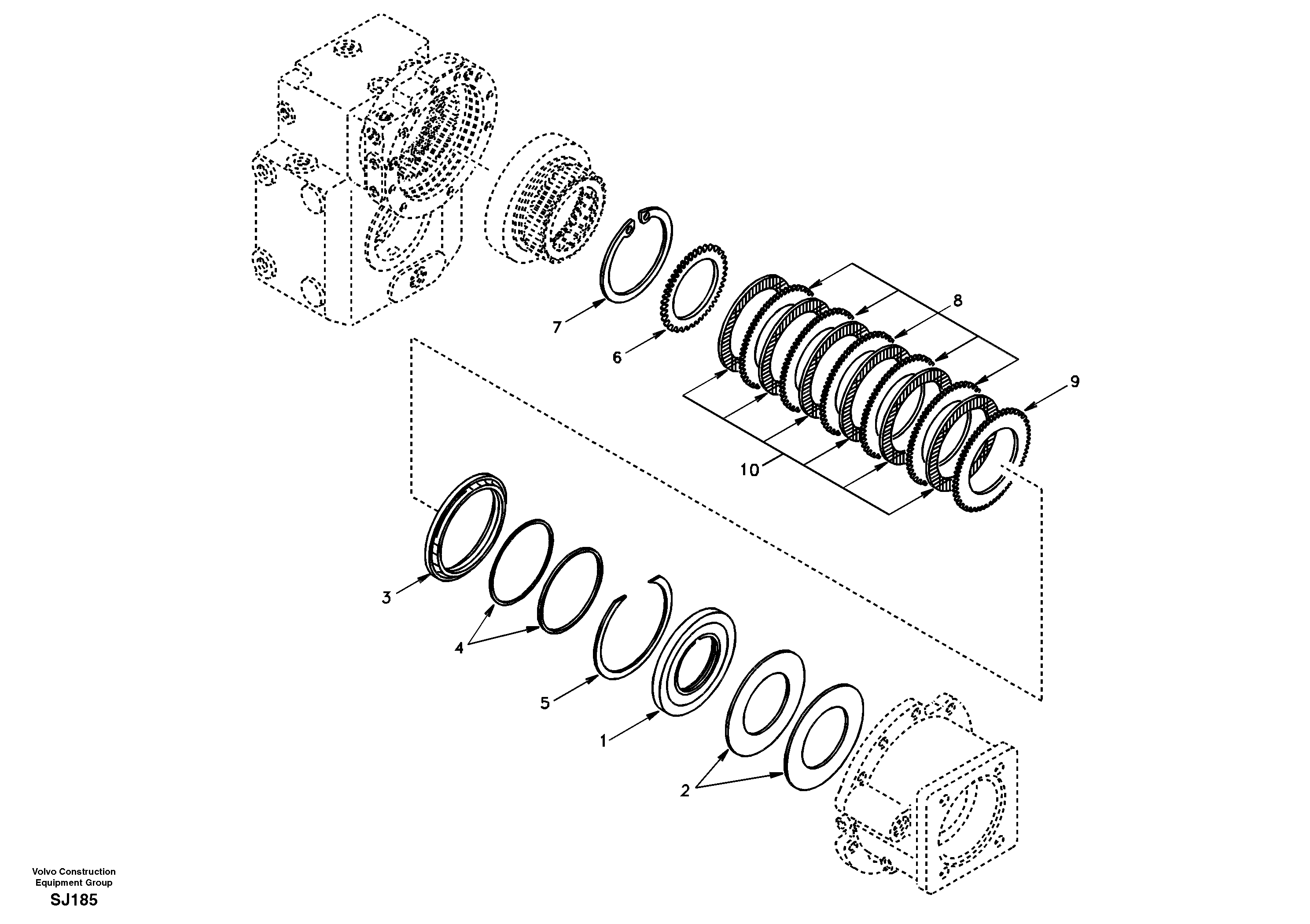 Схема запчастей Volvo EW170 - 2693 Disc brake EW170 & EW180 SER NO 3031-