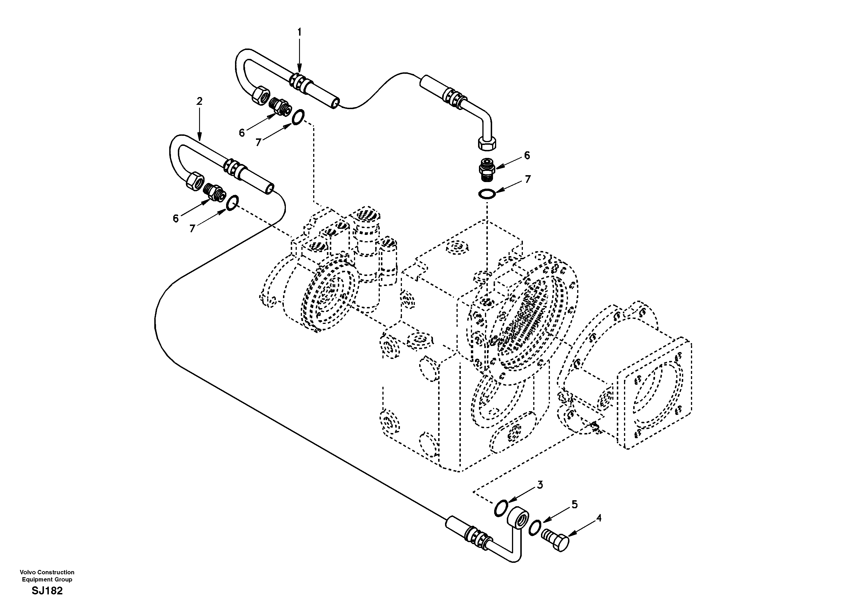 Схема запчастей Volvo EW170 - 28691 Oil pipe EW170 & EW180 SER NO 3031-