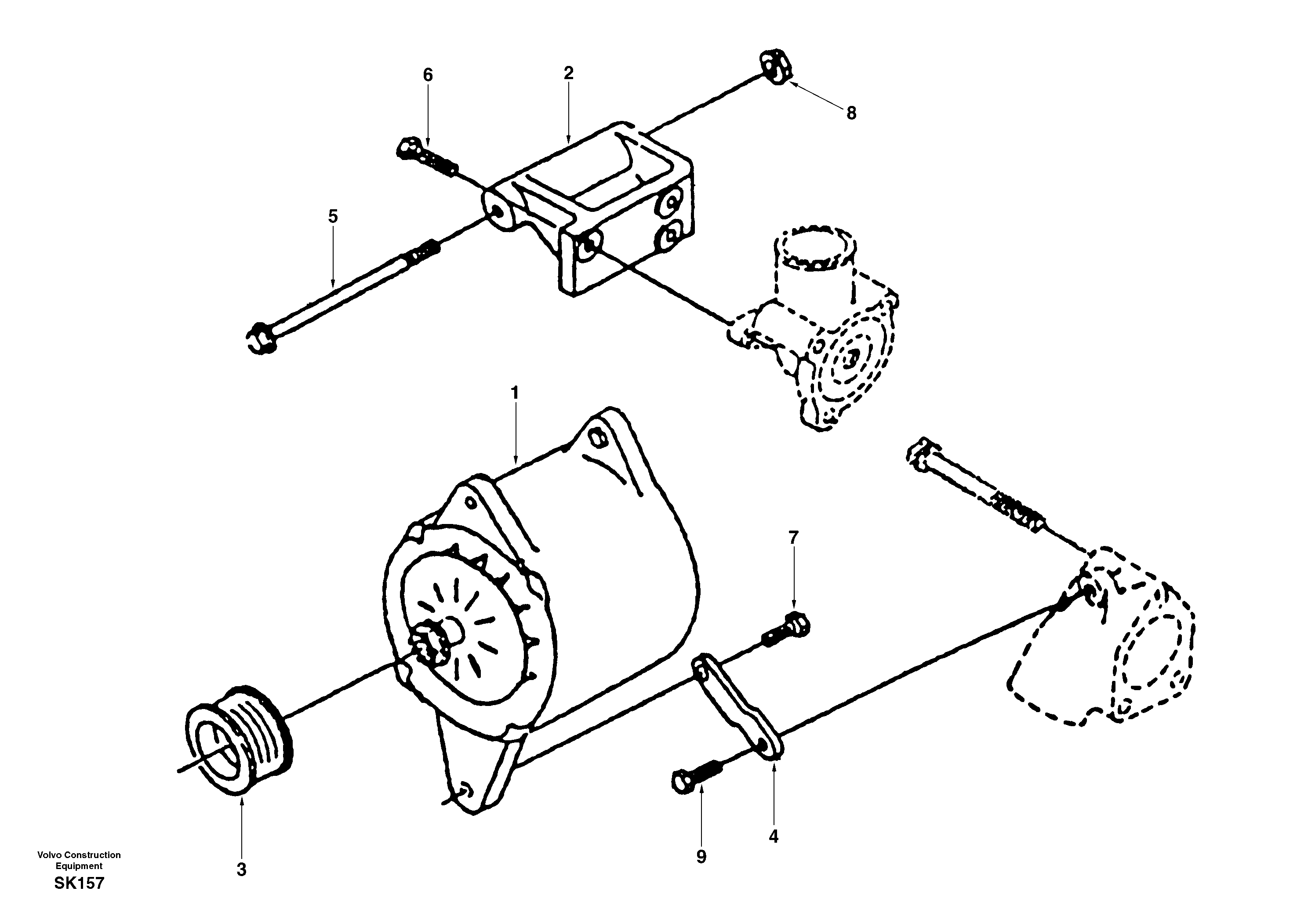 Схема запчастей Volvo EW170 - 47480 Alternator with assembling details EW170 SER NO 3031-