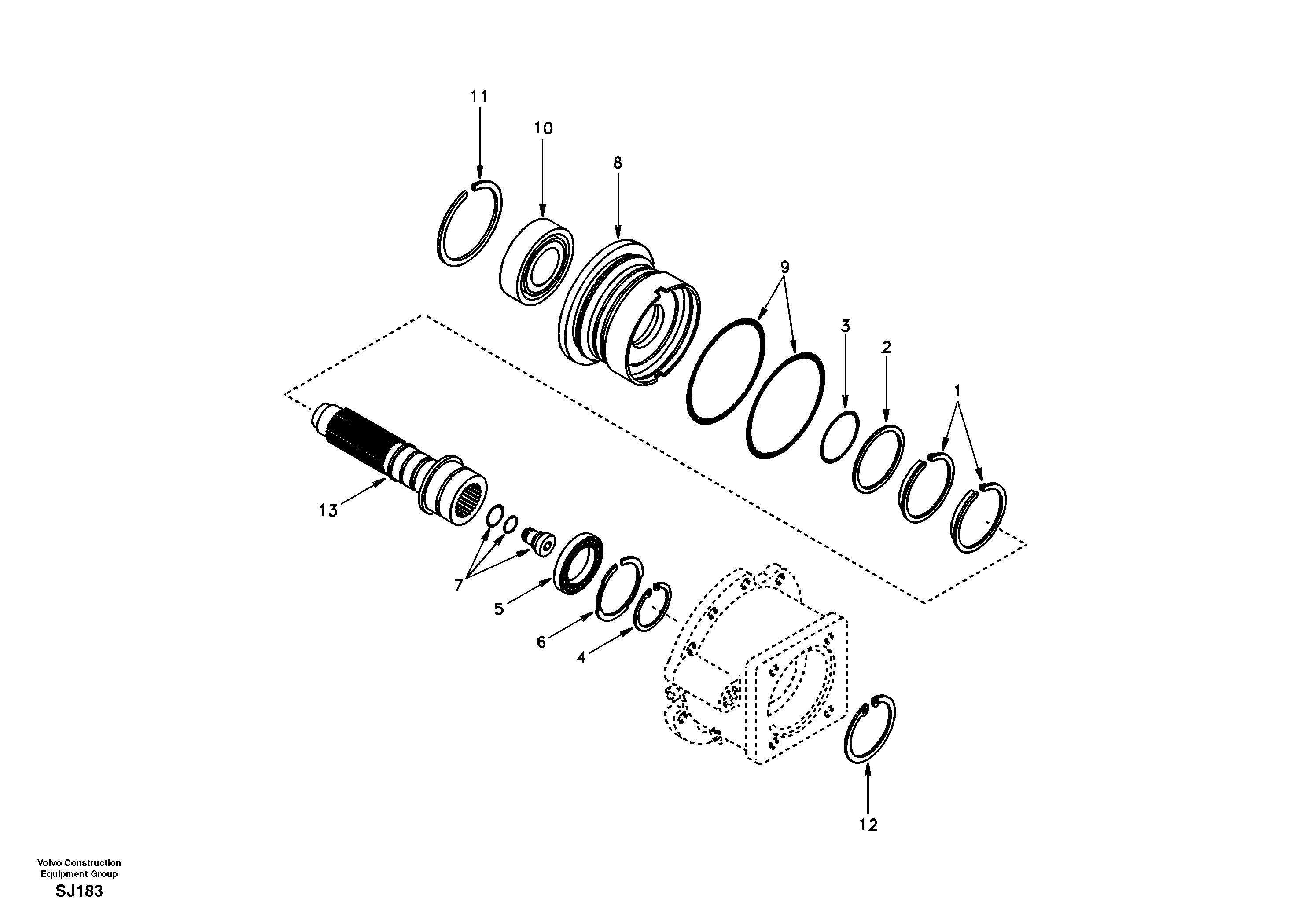 Схема запчастей Volvo EW170 - 28692 Input shaft EW170 & EW180 SER NO 3031-