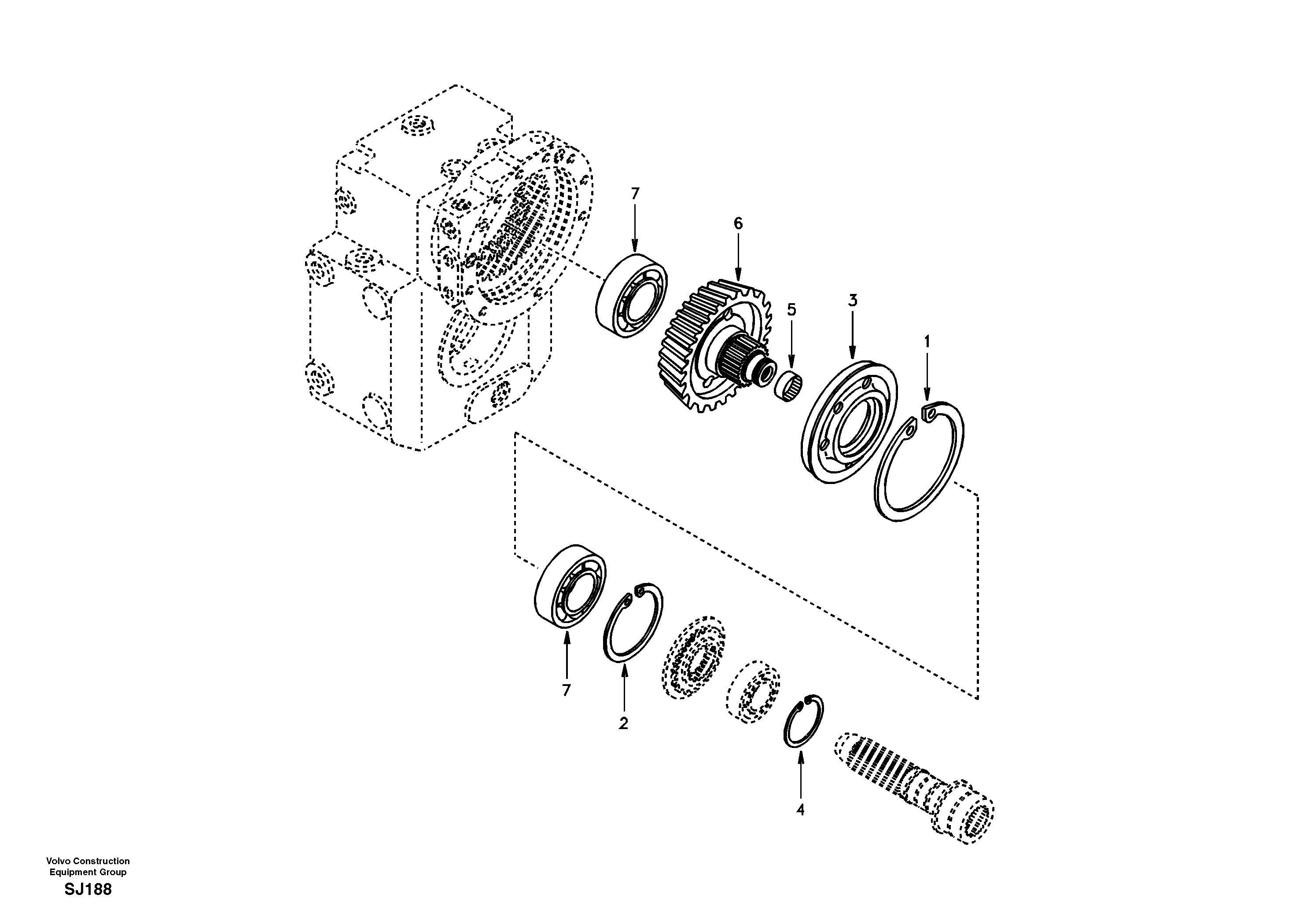 Схема запчастей Volvo EW170 - 28695 Spur gear drive EW170 & EW180 SER NO 3031-