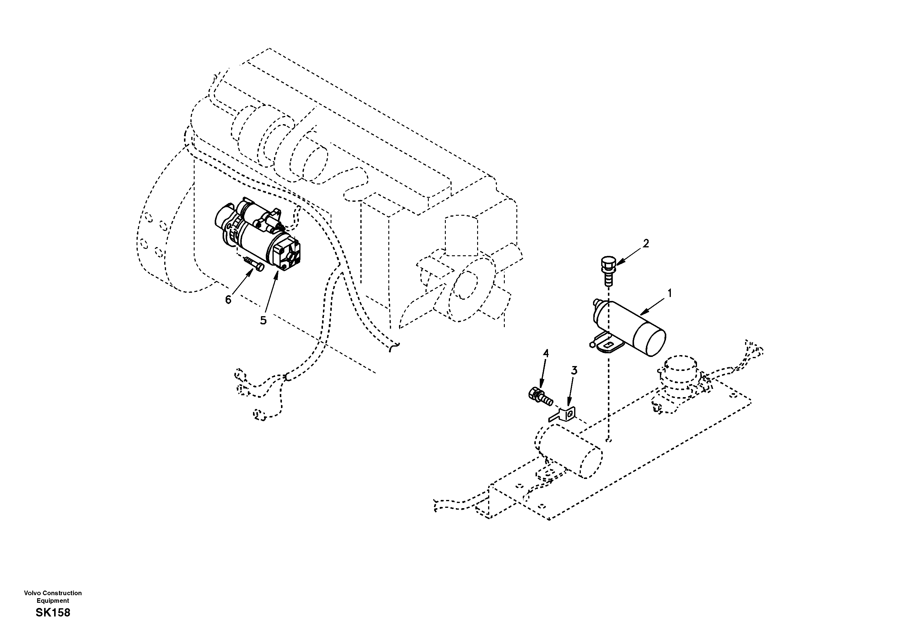 Схема запчастей Volvo EW170 - 14256 Starter motor, mounting EW170 SER NO 3031-