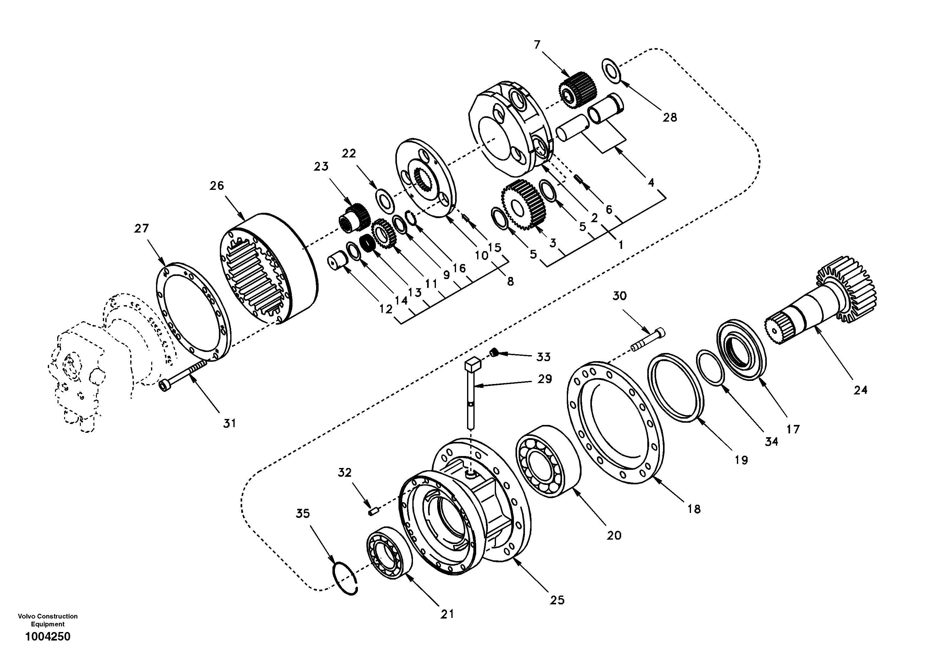 Схема запчастей Volvo EW170 - 39520 Swing gearbox EW170 & EW180 SER NO 3031-