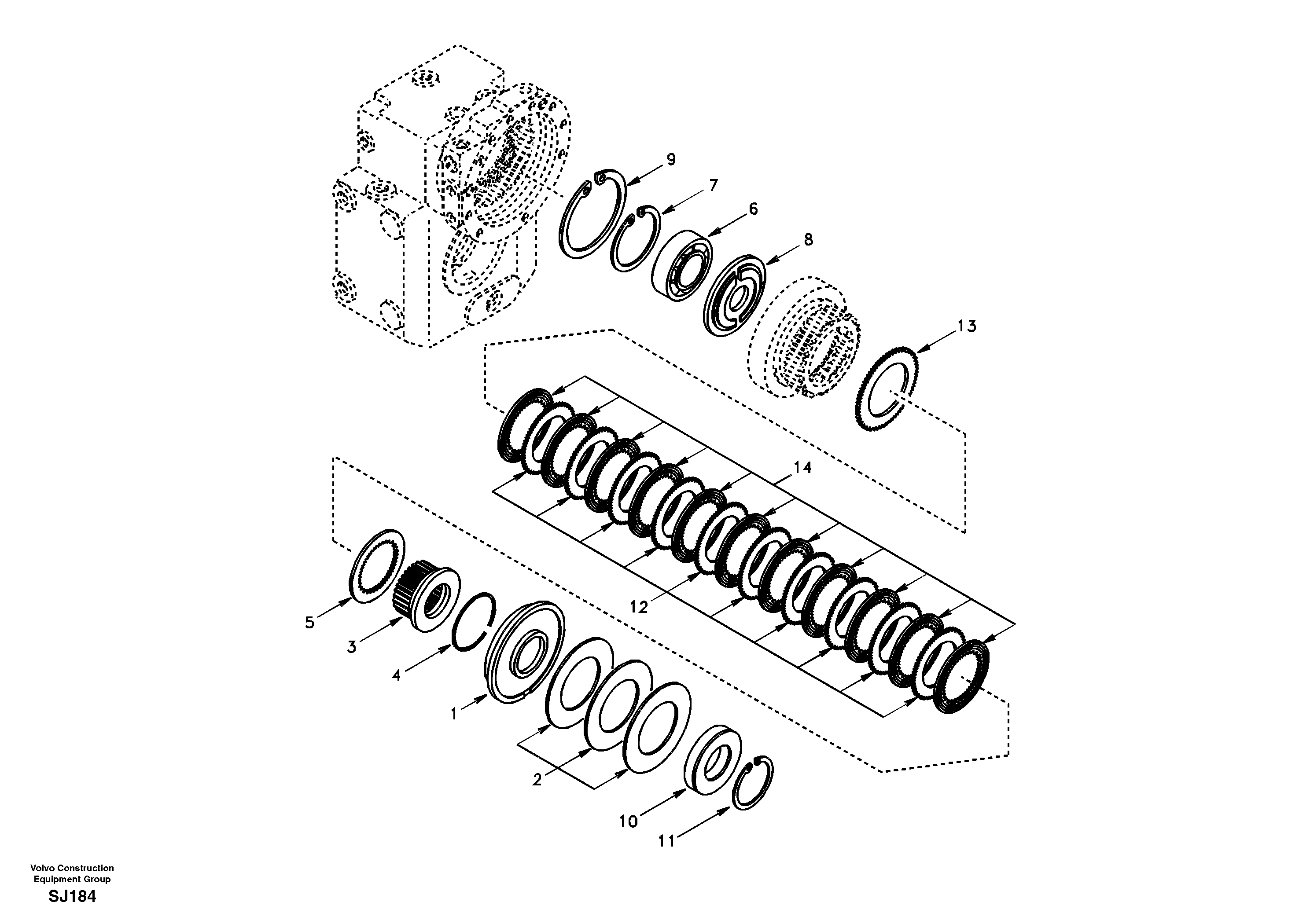 Схема запчастей Volvo EW170 - 39554 Муфта соединительная EW170 & EW180 SER NO 3031-