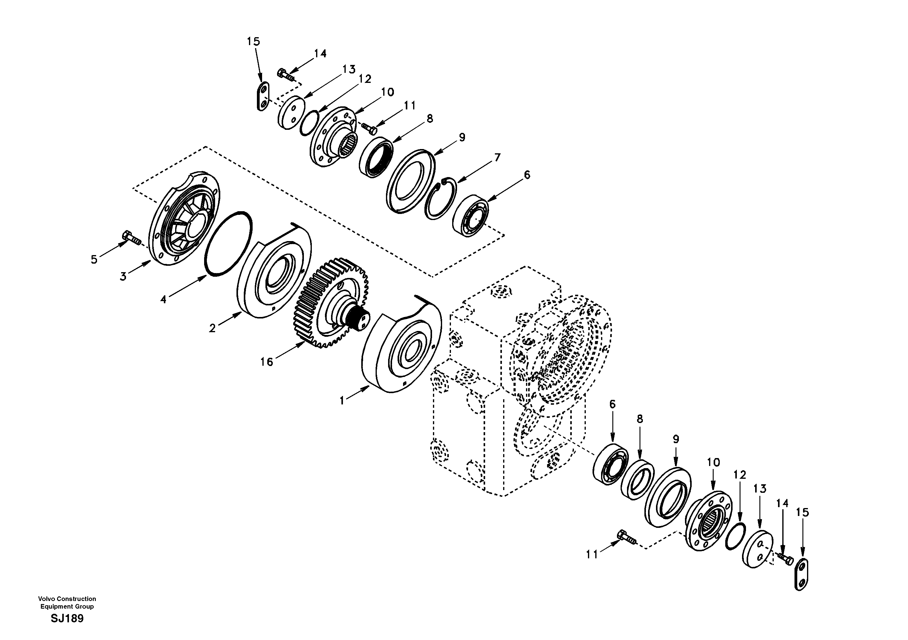 Схема запчастей Volvo EW170 - 71977 Output gear EW170 & EW180 SER NO 3031-