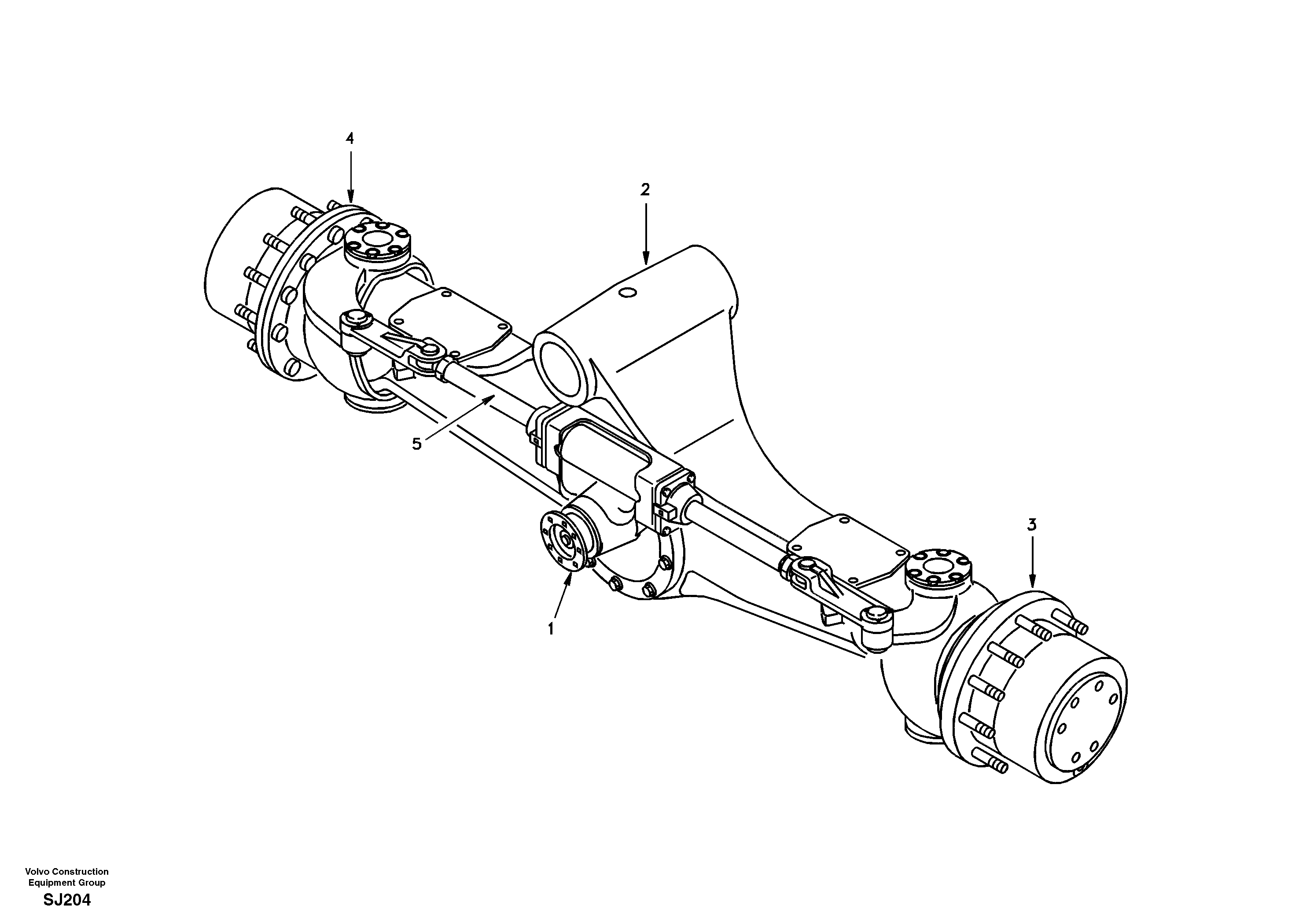 Схема запчастей Volvo EW170 - 42753 Axle, front EW170 & EW180 SER NO 3031-