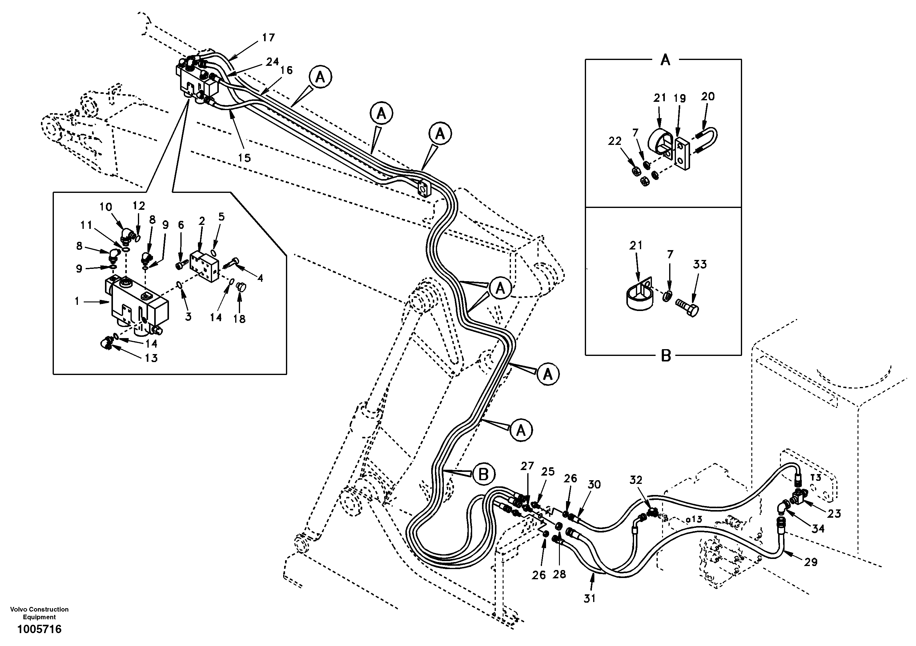 Схема запчастей Volvo EC210 - 93937 Working hydraulic, dipper arm rupture and adjustable boom EC210