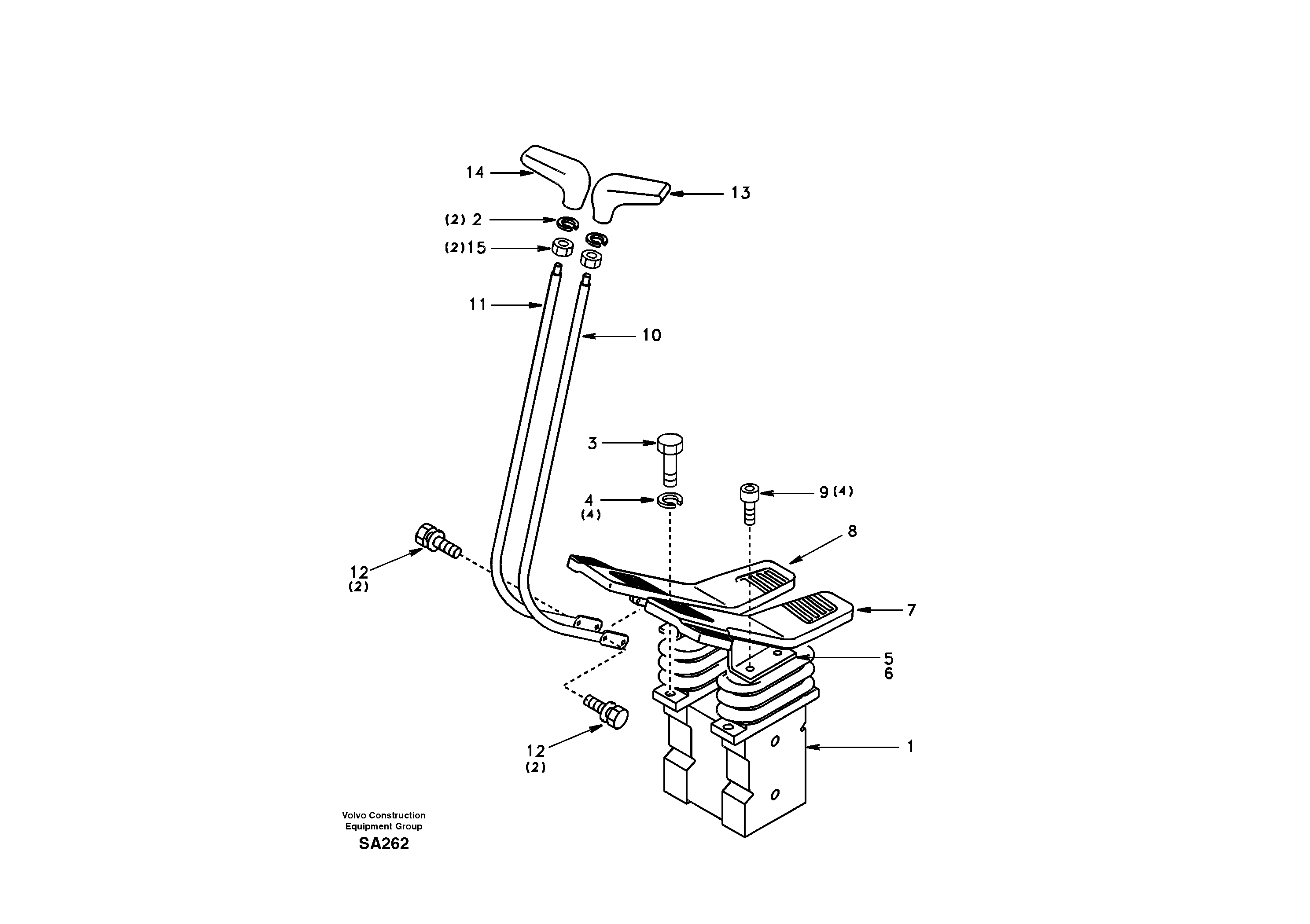 Схема запчастей Volvo EC210 - 39179 Remote control valve pedal with fitting parts EC210