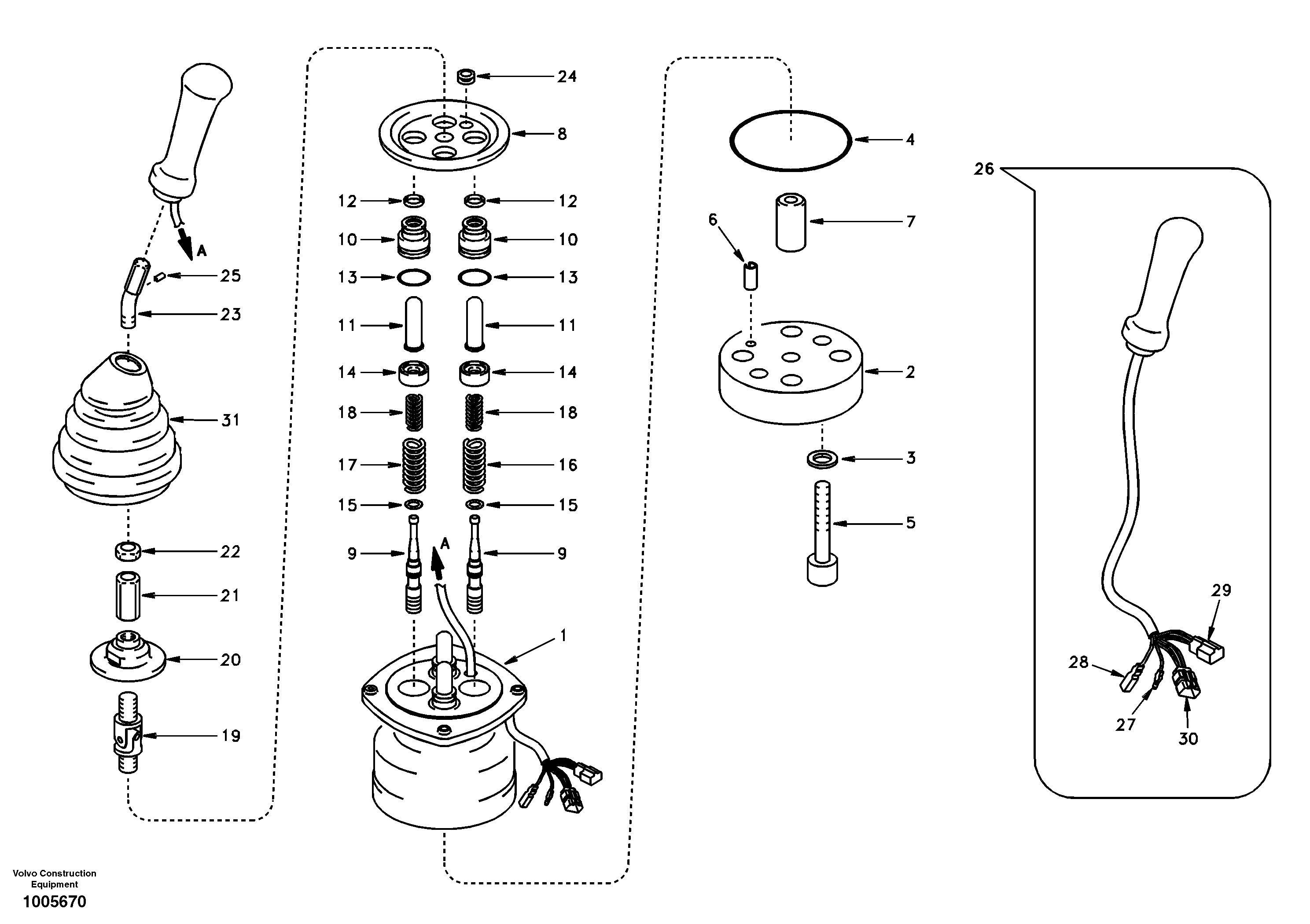 Схема запчастей Volvo EC210 - 44545 Servo system, remote control valve EC210