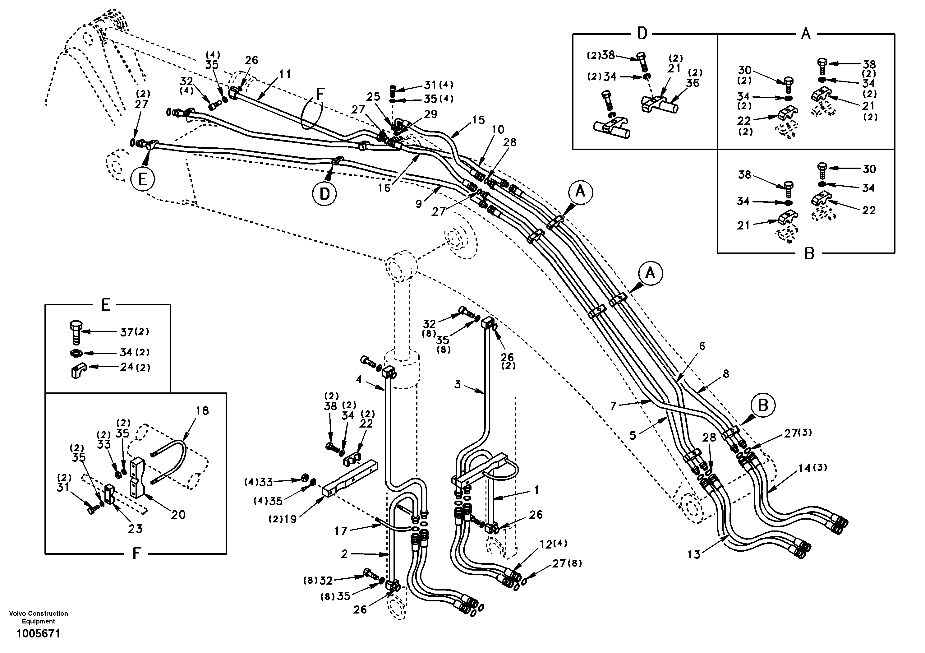 Схема запчастей Volvo EC210 - 14827 Working hydraulic, boom EC210