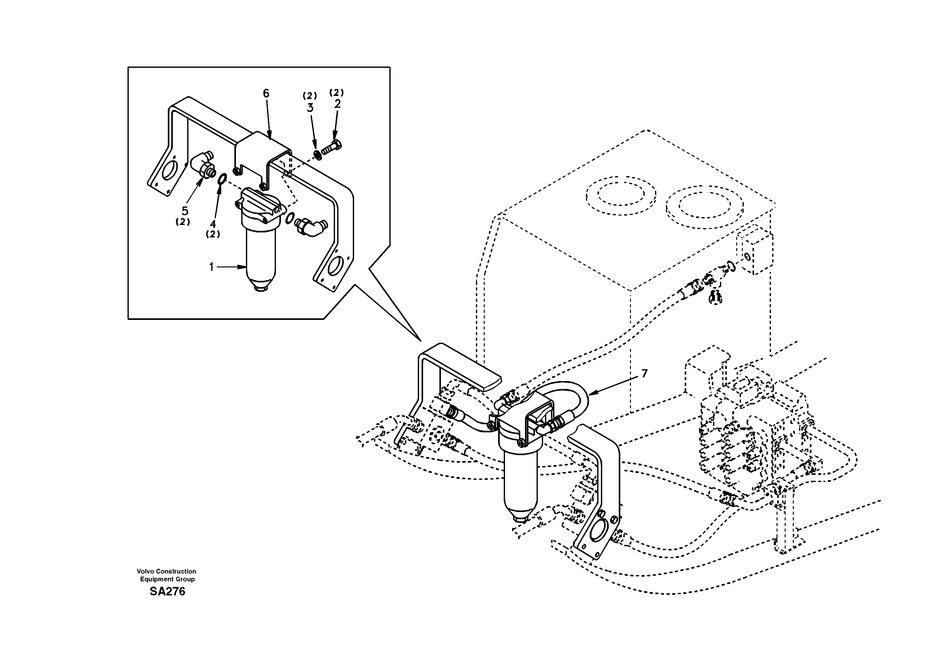 Схема запчастей Volvo EC210 - 24163 Working hydraulic, hammer and shear for return filter EC210