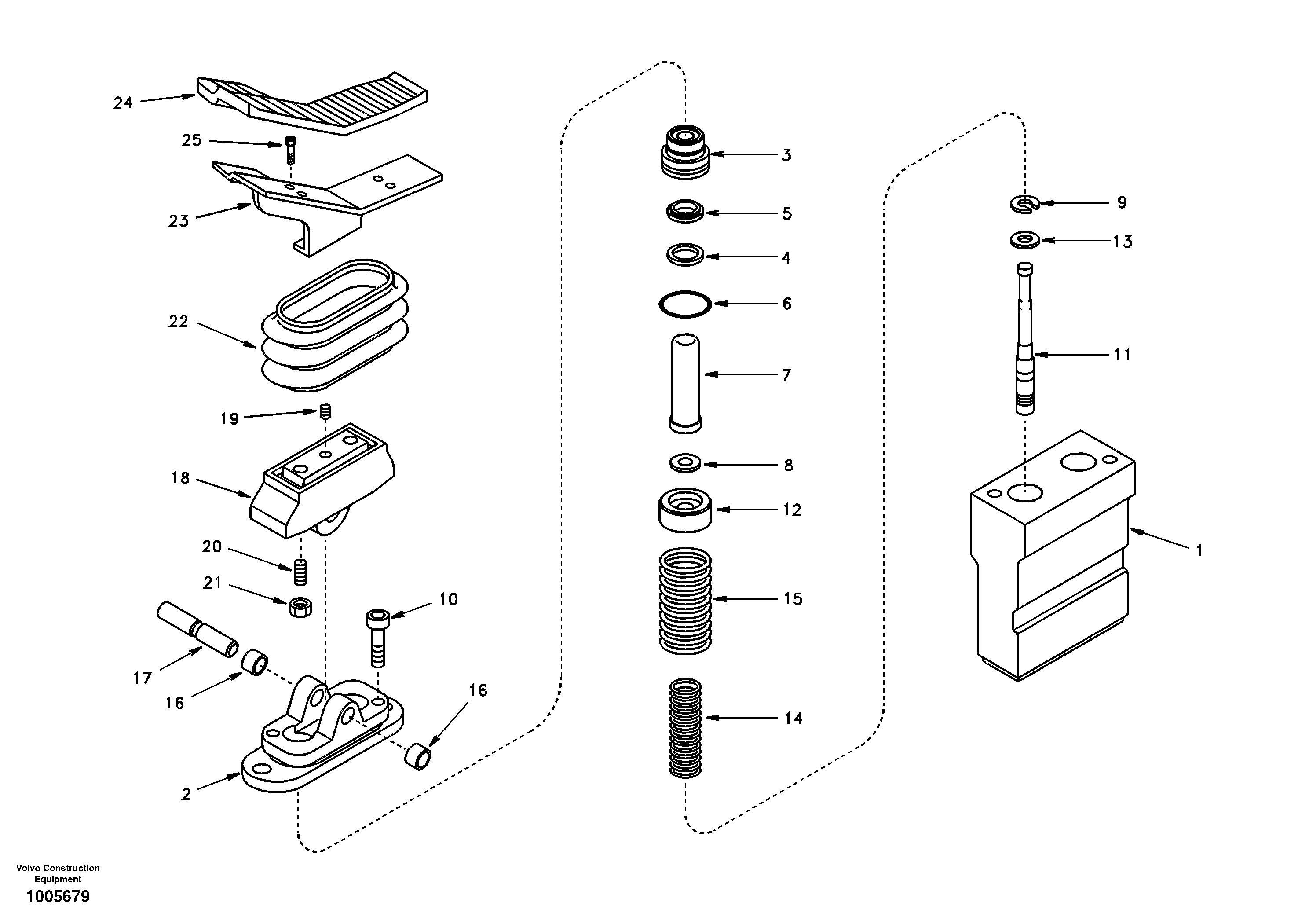 Схема запчастей Volvo EC210 - 50792 Working hydraulic, remote control valve pedal for hammer and shear EC210