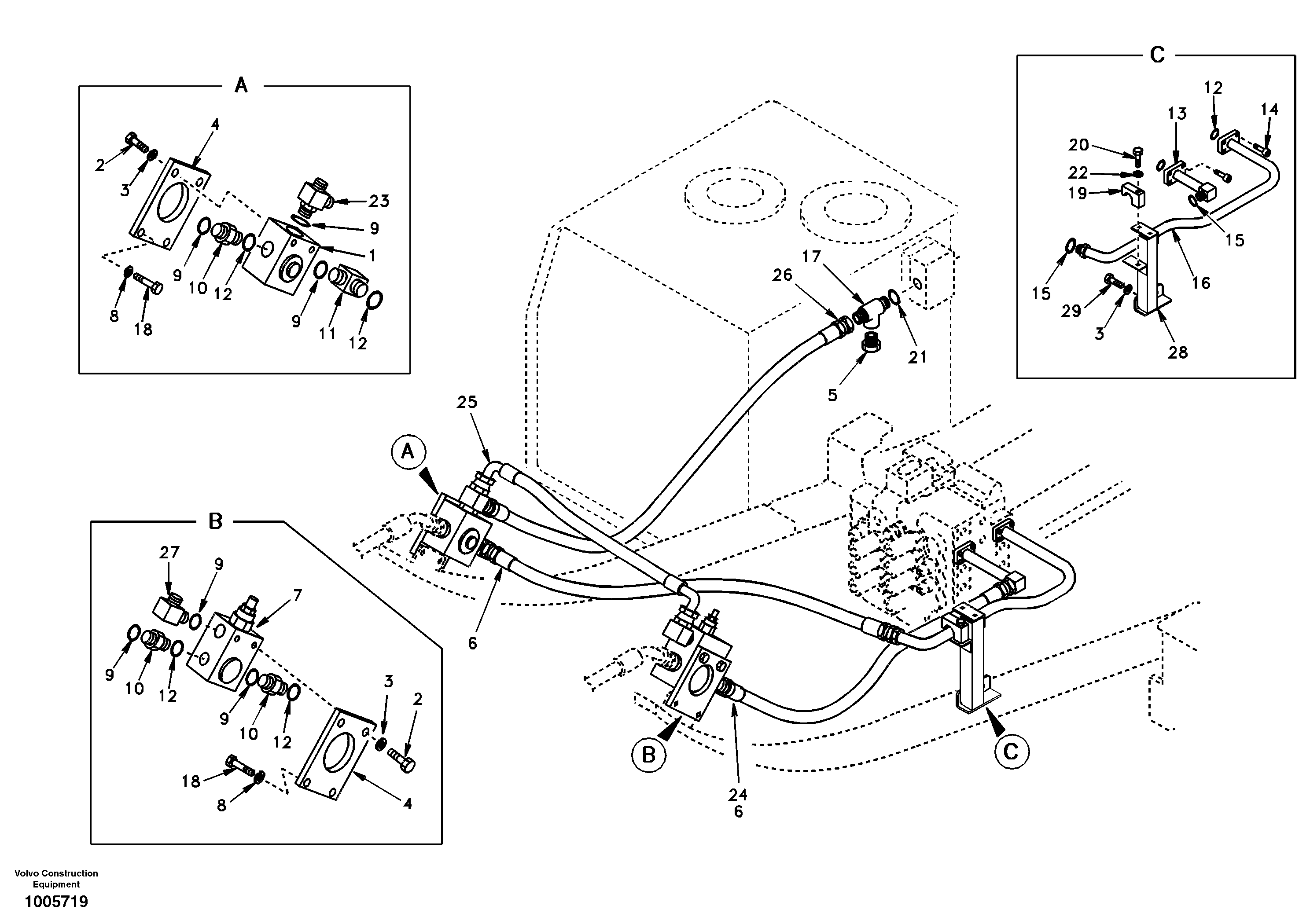 Схема запчастей Volvo EC210 - 5696 Working hydraulic, hammer and shear for upper EC210