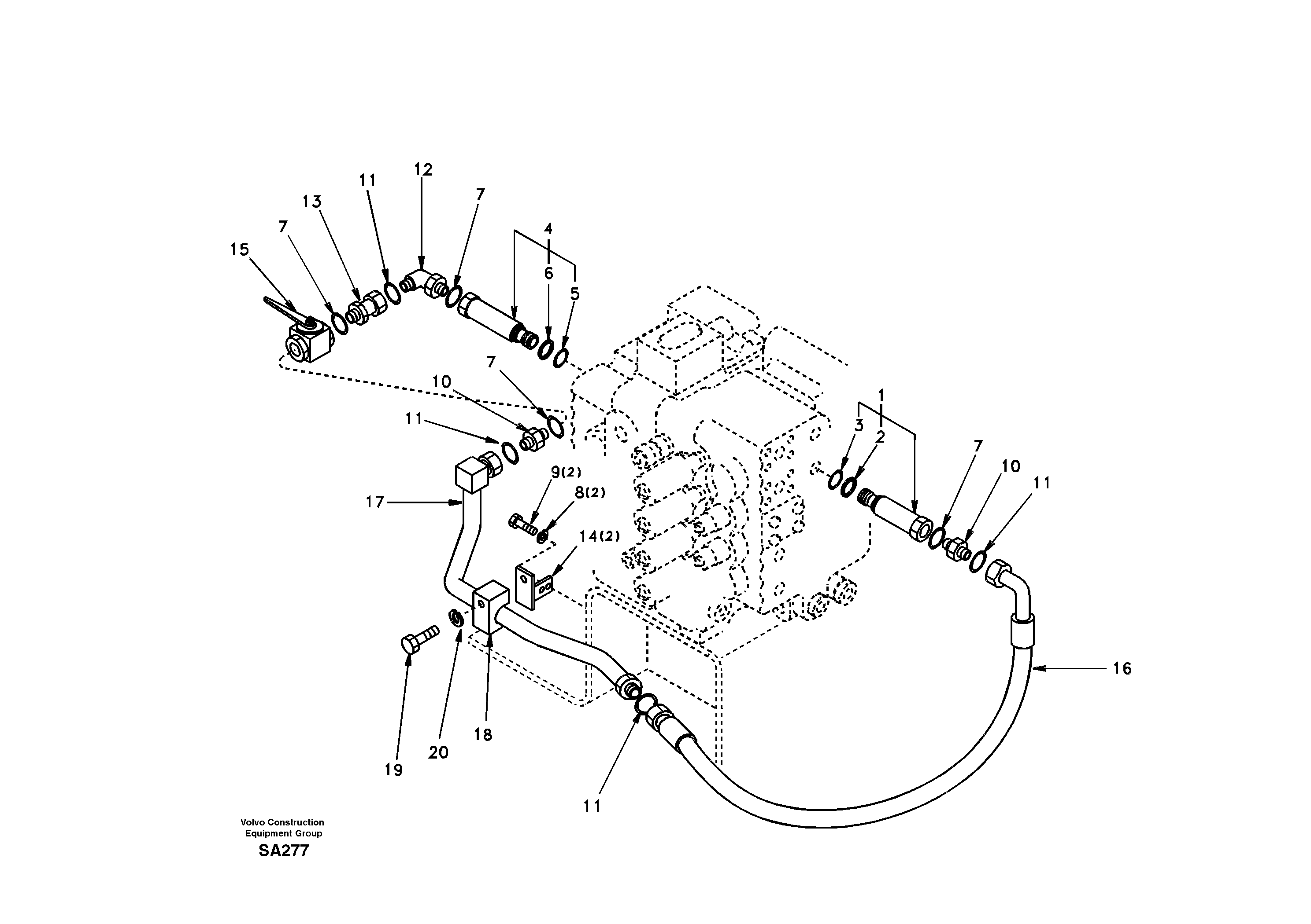 Схема запчастей Volvo EC210 - 5698 Working hydraulic, hammer and shear for 2nd pump flow EC210