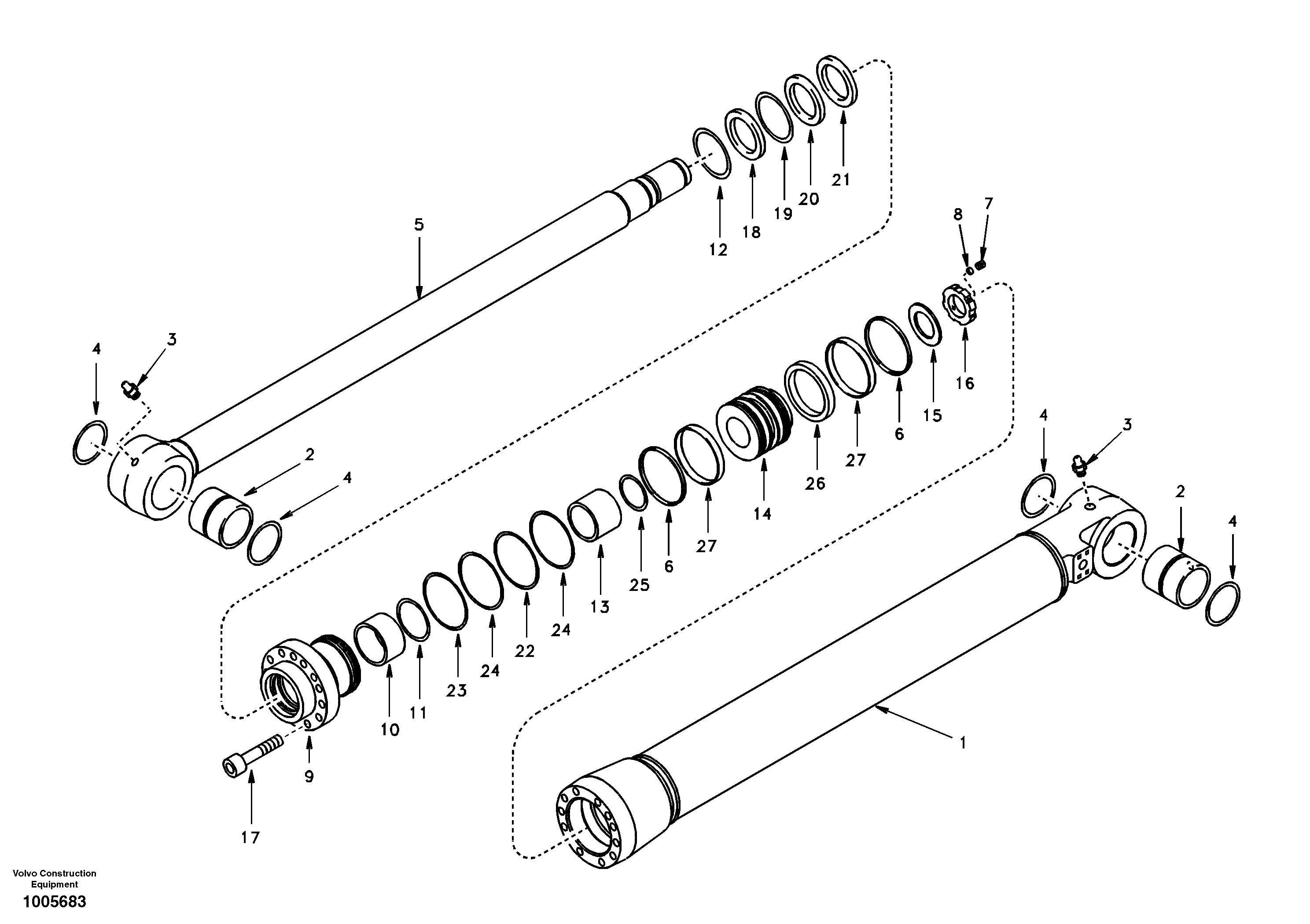 Схема запчастей Volvo EC210 - 33740 Цилиндр ковша EC210