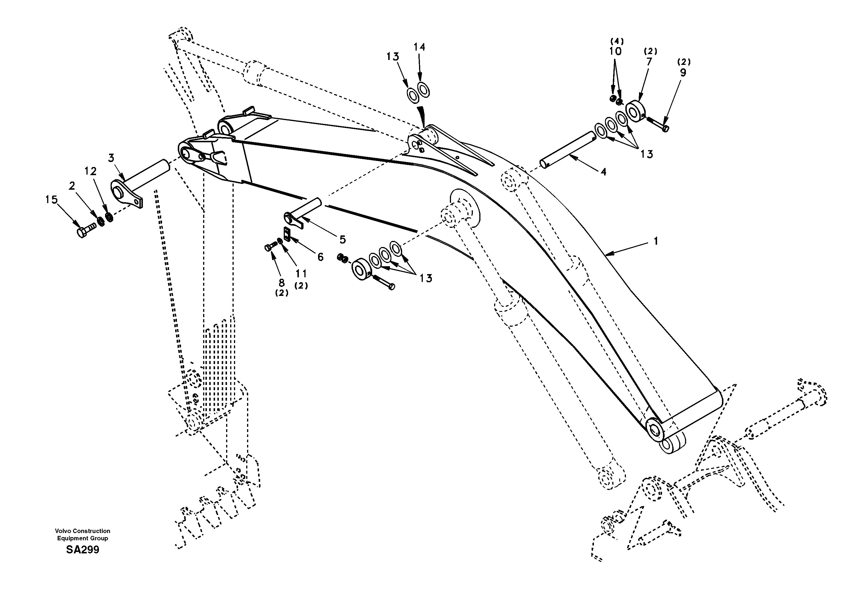 Схема запчастей Volvo EC210 - 40436 Links to boom, mono EC210