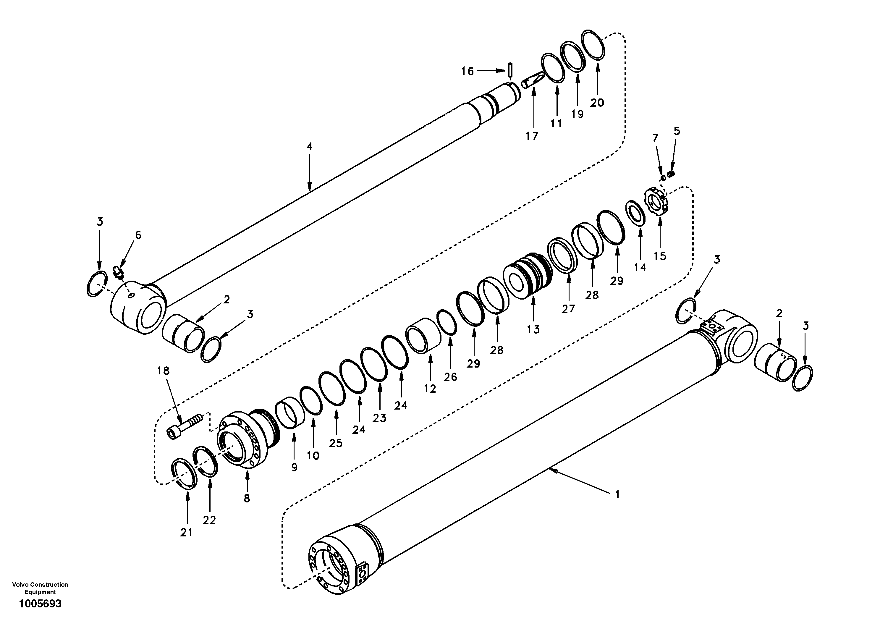 Схема запчастей Volvo EC210 - 33748 Dipper arm cylinder EC210