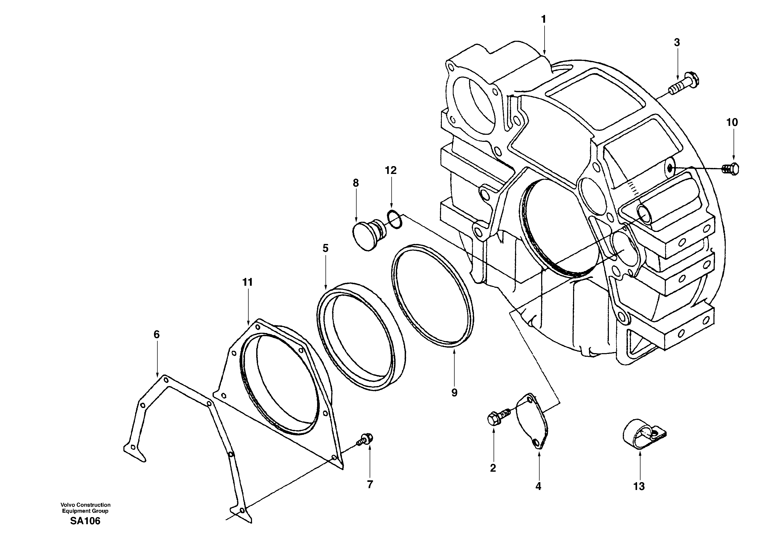 Схема запчастей Volvo EC210 - 79904 Картер маховика EC210