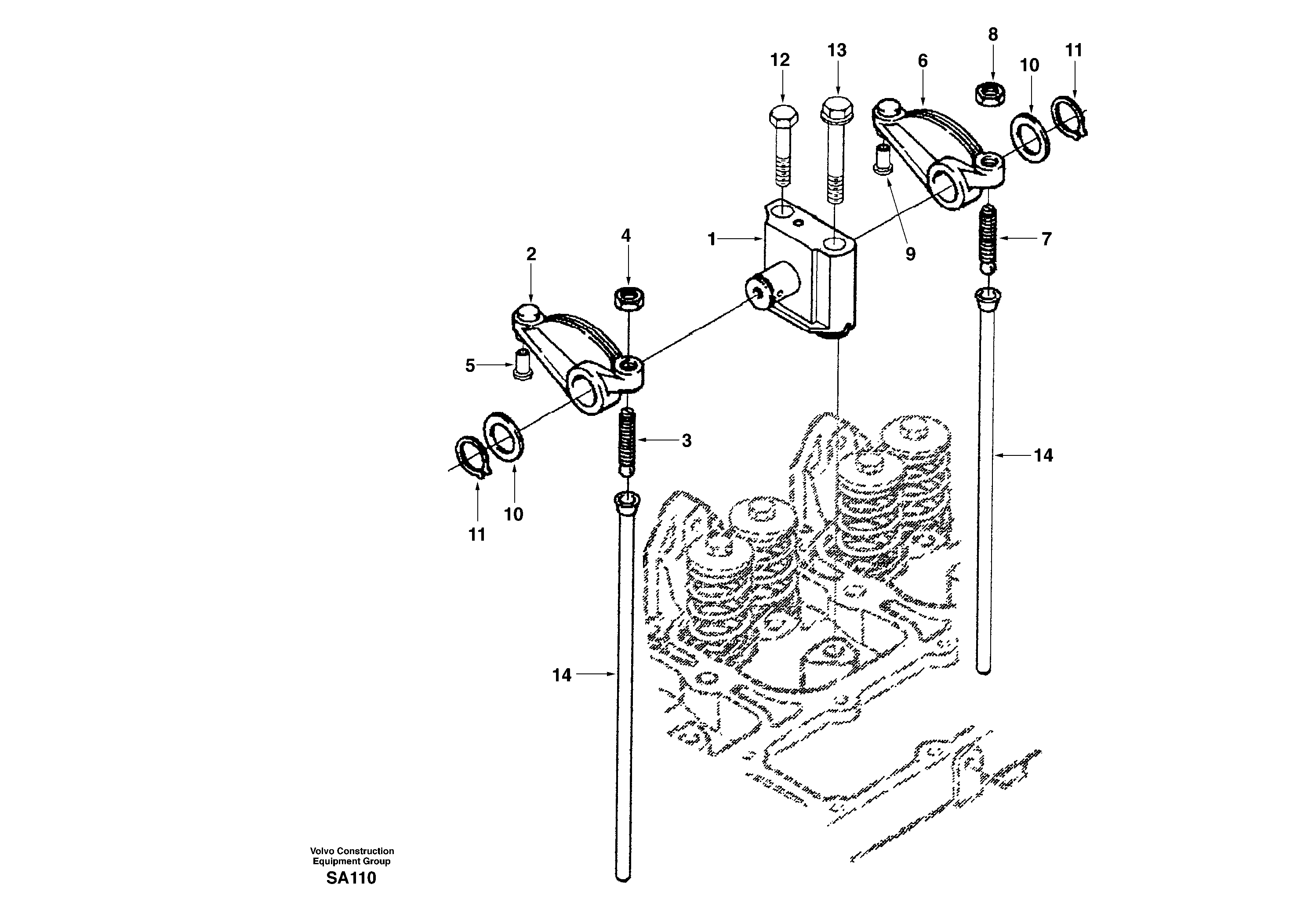 Схема запчастей Volvo EC210 - 17211 Коромысло клапанов EC210