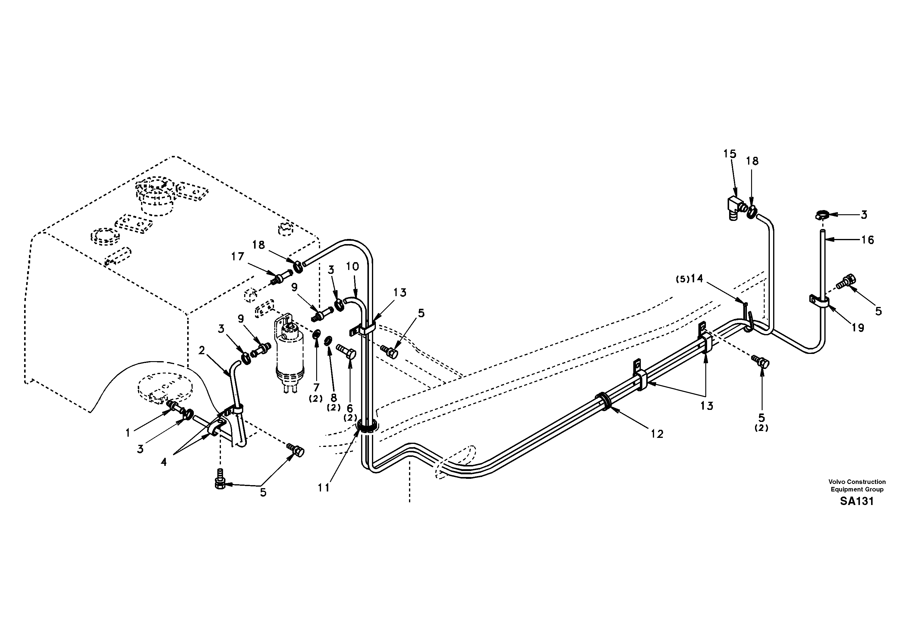 Схема запчастей Volvo EC210 - 33871 Fuel pipe - Fuel tank EC210