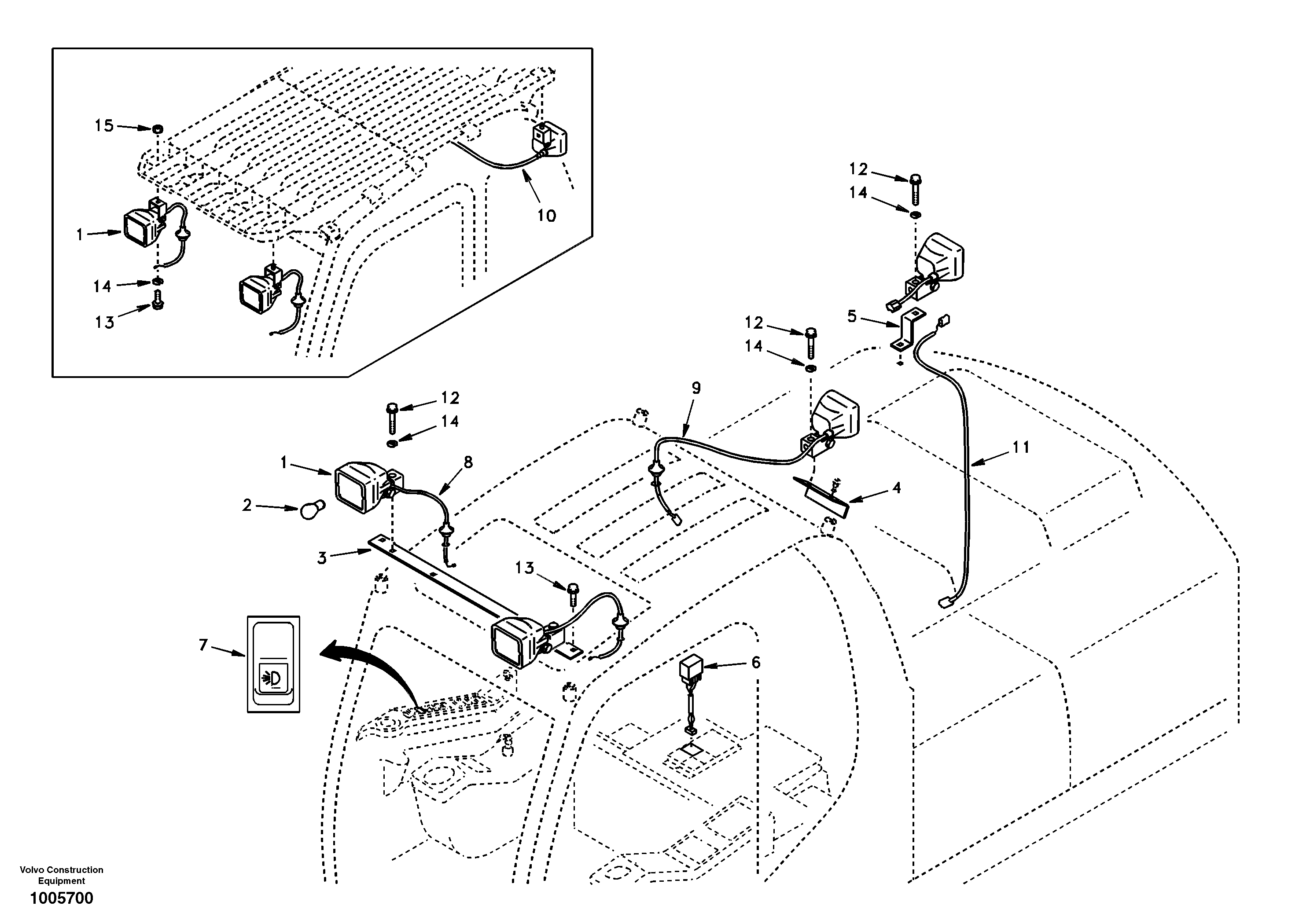 Схема запчастей Volvo EC210 - 28197 Work lights, extra EC210