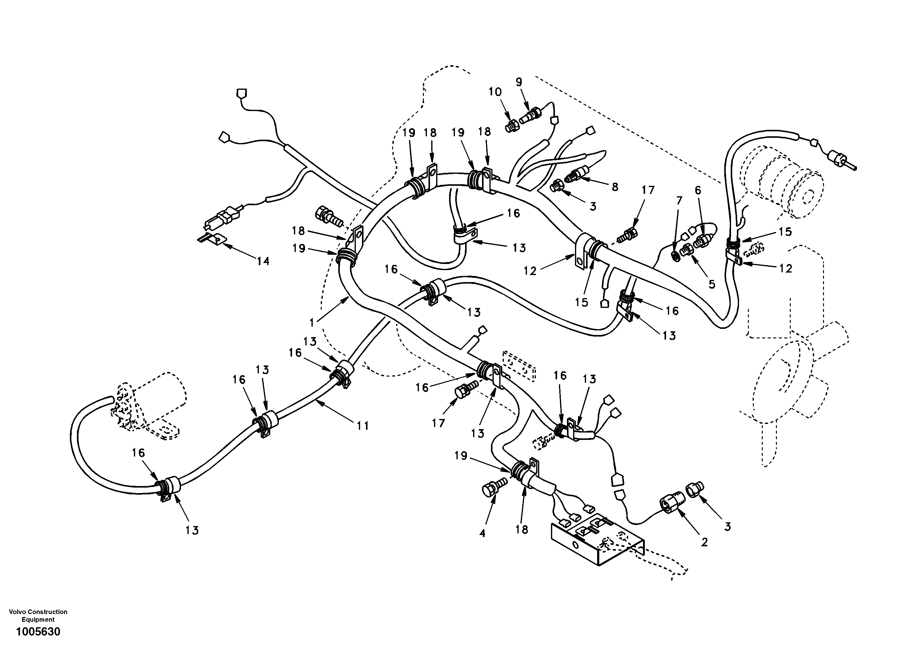 Схема запчастей Volvo EC210 - 85148 Cable harness, engine EC210