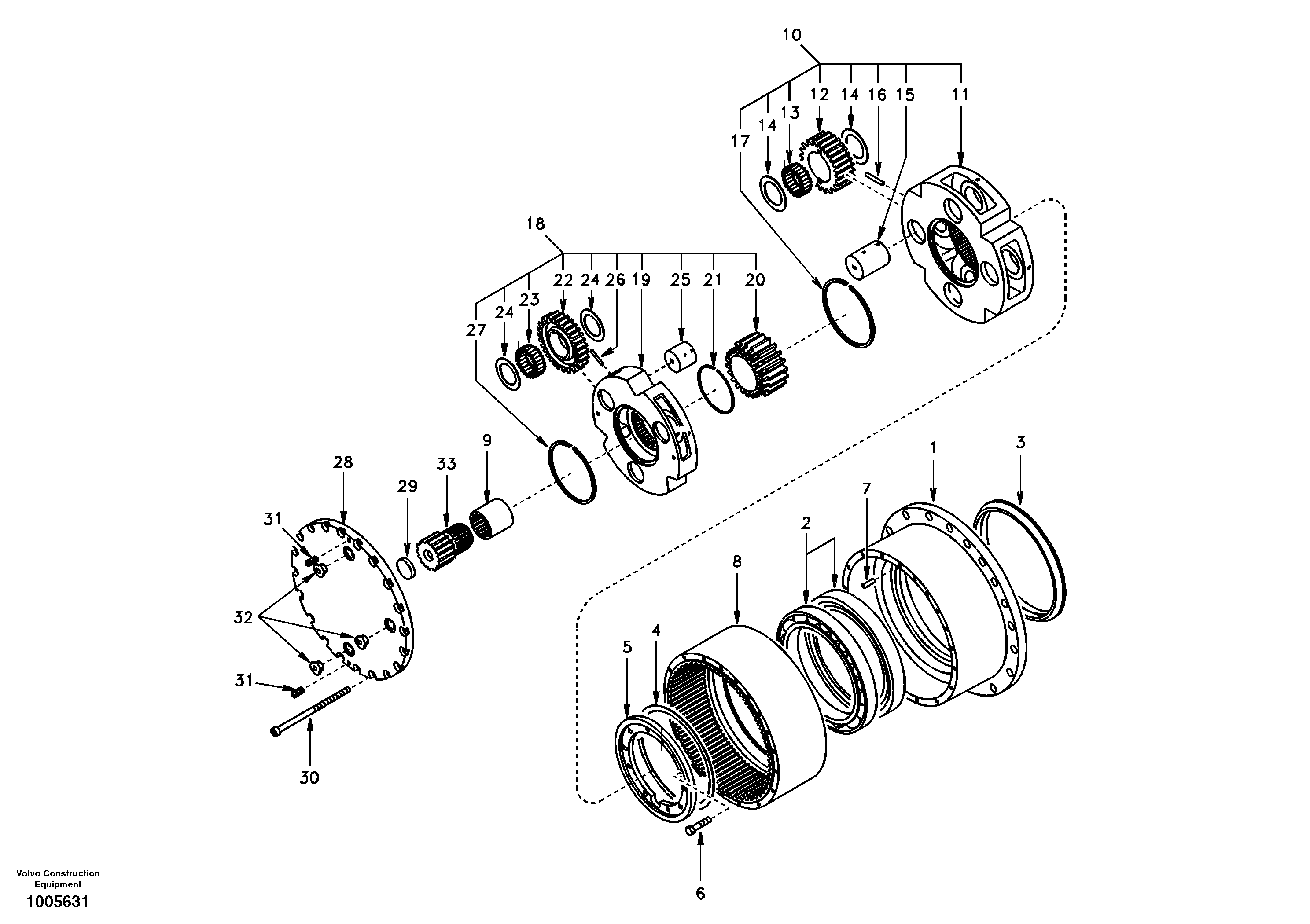 Схема запчастей Volvo EC210 - 91535 Travel gearbox EC210