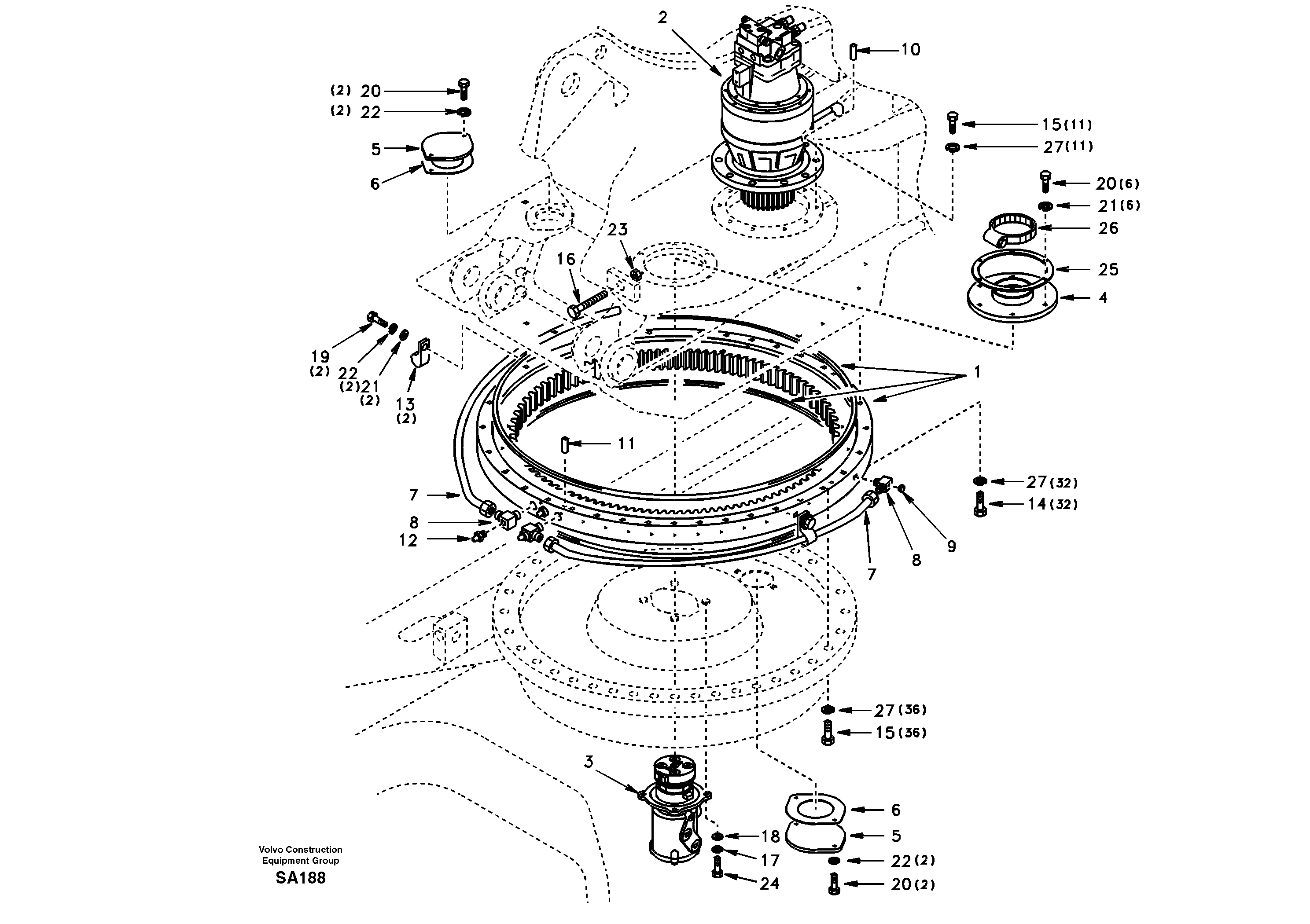 Схема запчастей Volvo EC210 - 49076 Swing system EC210