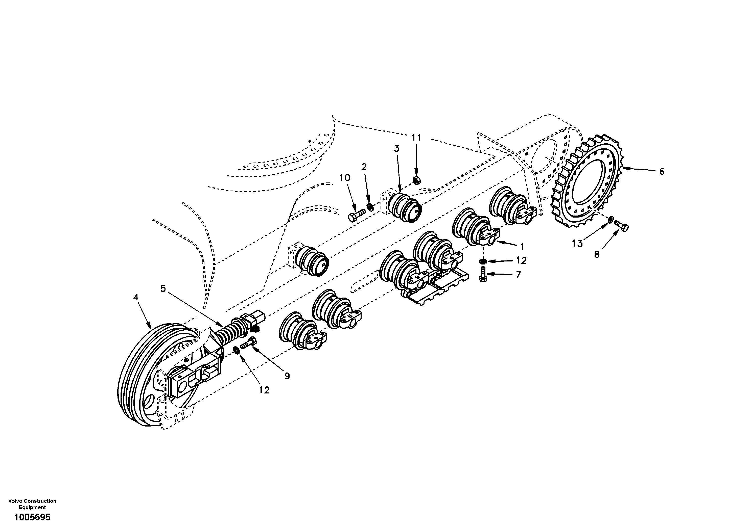 Схема запчастей Volvo EC210 - 17440 Undercarriage, components and track guards EC210