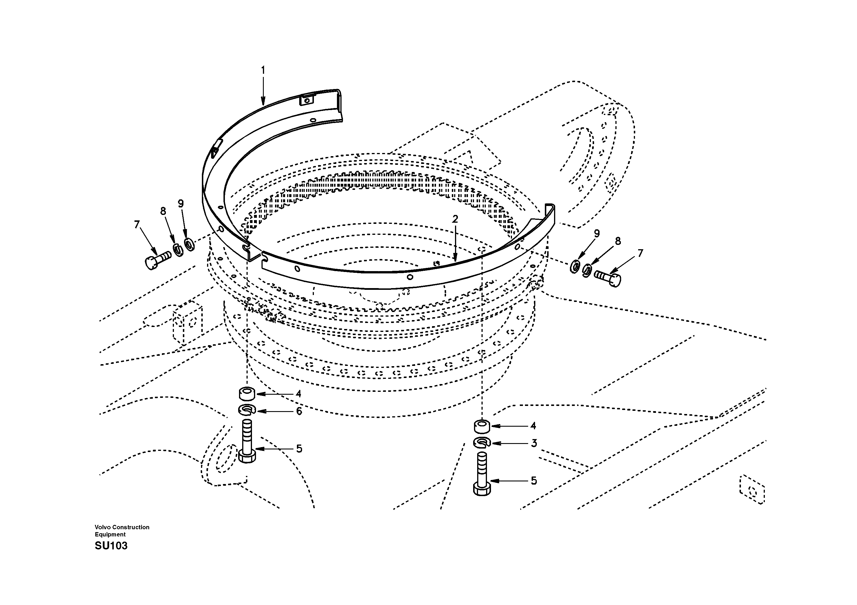 Схема запчастей Volvo EC210 - 17445 Cover, Swing gear EC210 APPENDIX FORESTRY VERSION