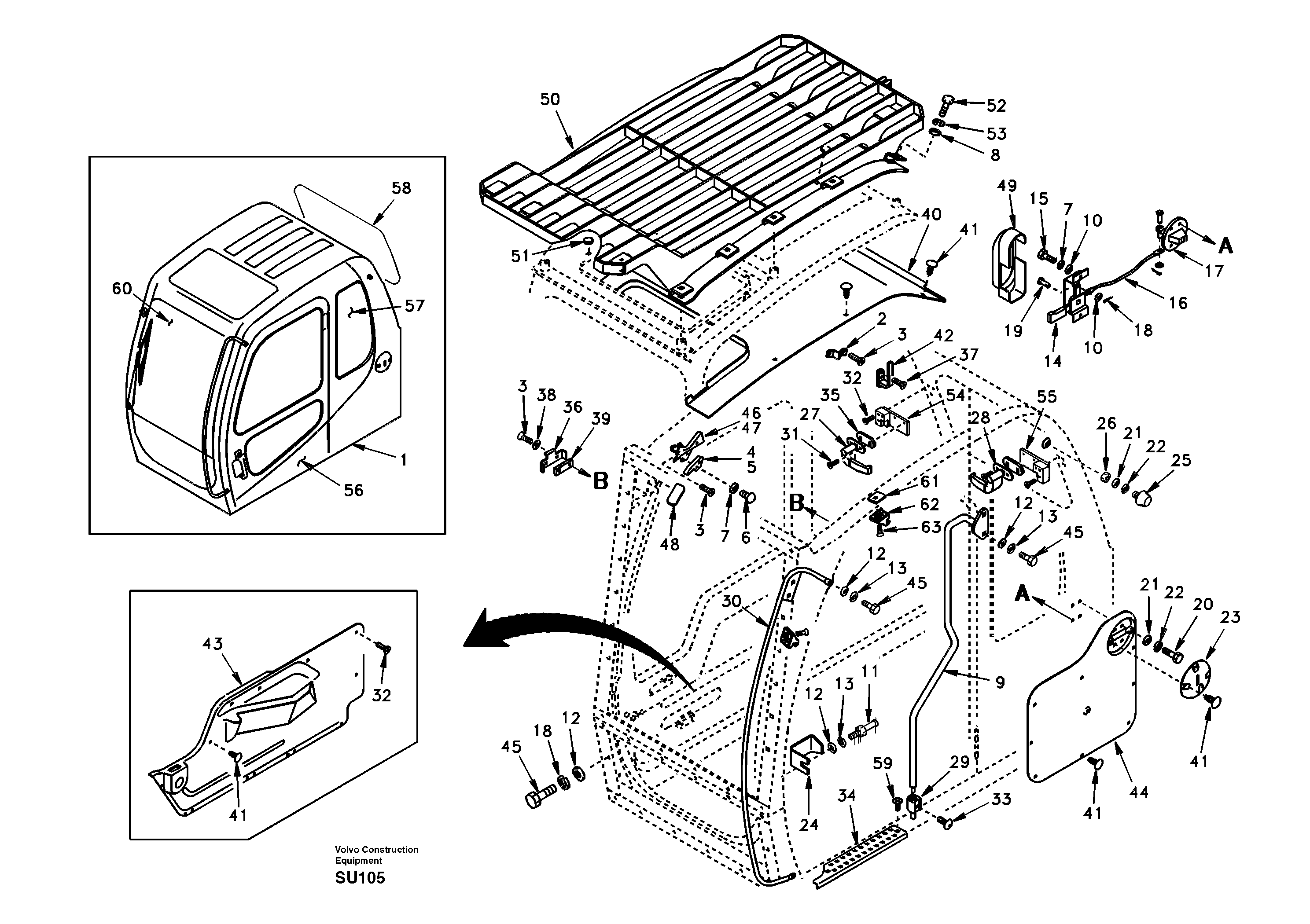 Схема запчастей Volvo EC210 - 17449 Operators cab EC210 APPENDIX FORESTRY VERSION