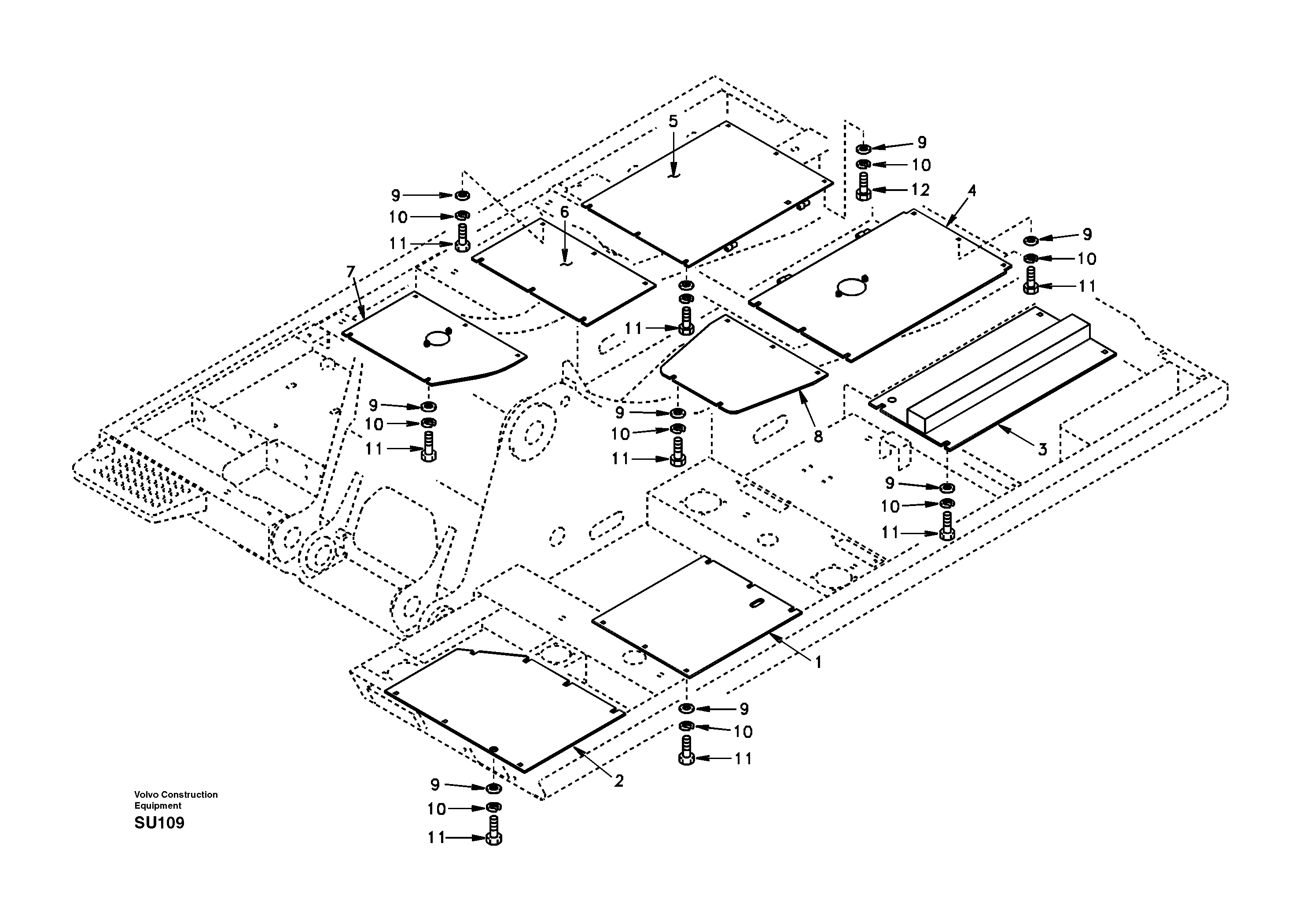 Схема запчастей Volvo EC210 - 17298 Hatches under engine, hydr.pumps, cooler, m.valve and fuel tank EC210 APPENDIX FORESTRY VERSION