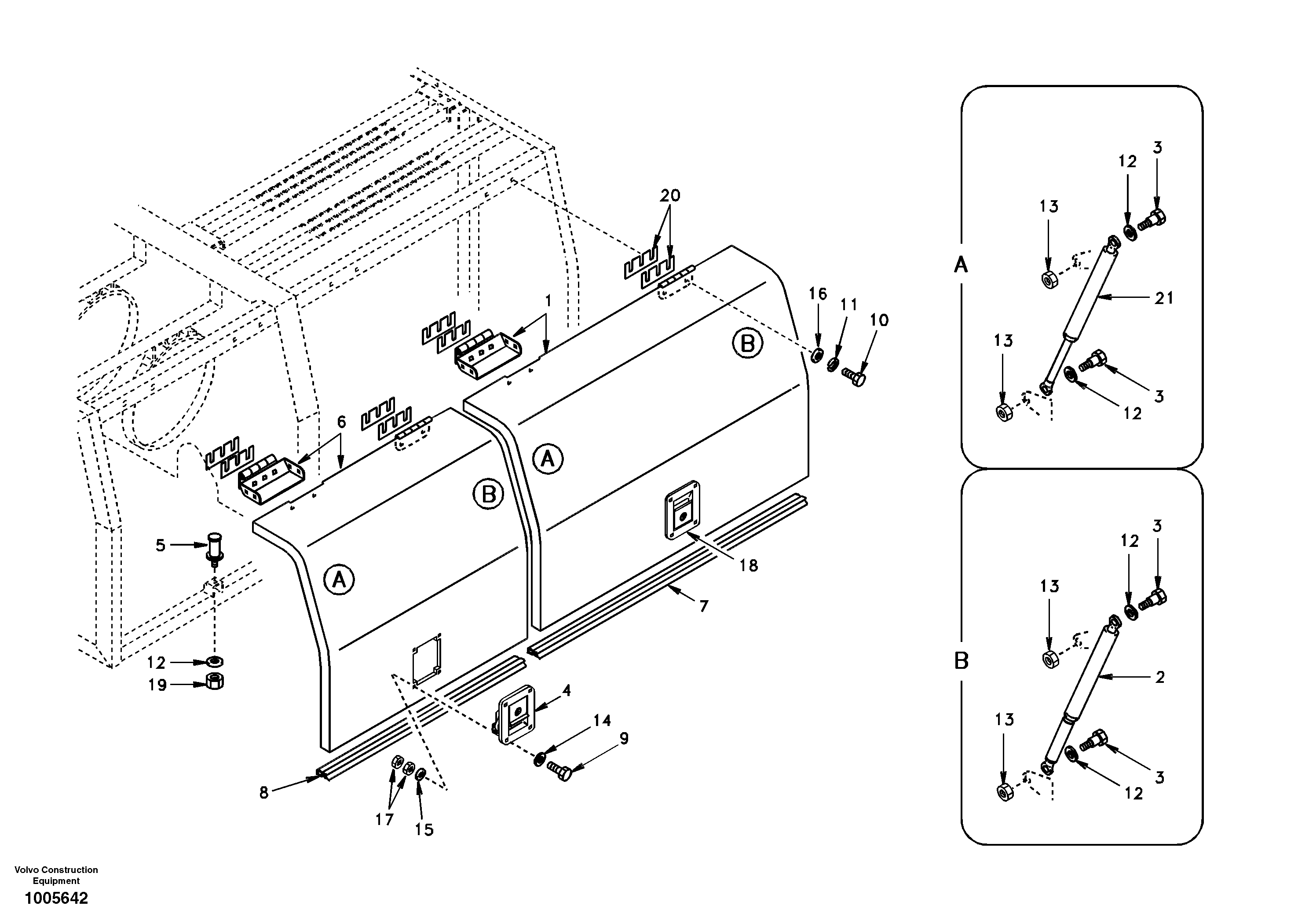 Схема запчастей Volvo EC210 - 5605 Door, side EC210