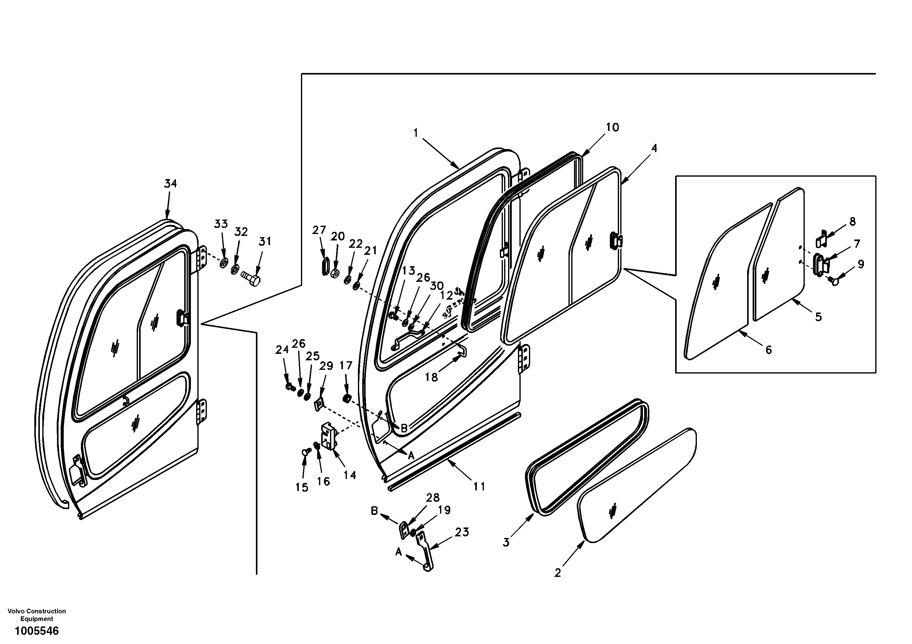 Схема запчастей Volvo EC210 - 27239 Door, operators cab EC210