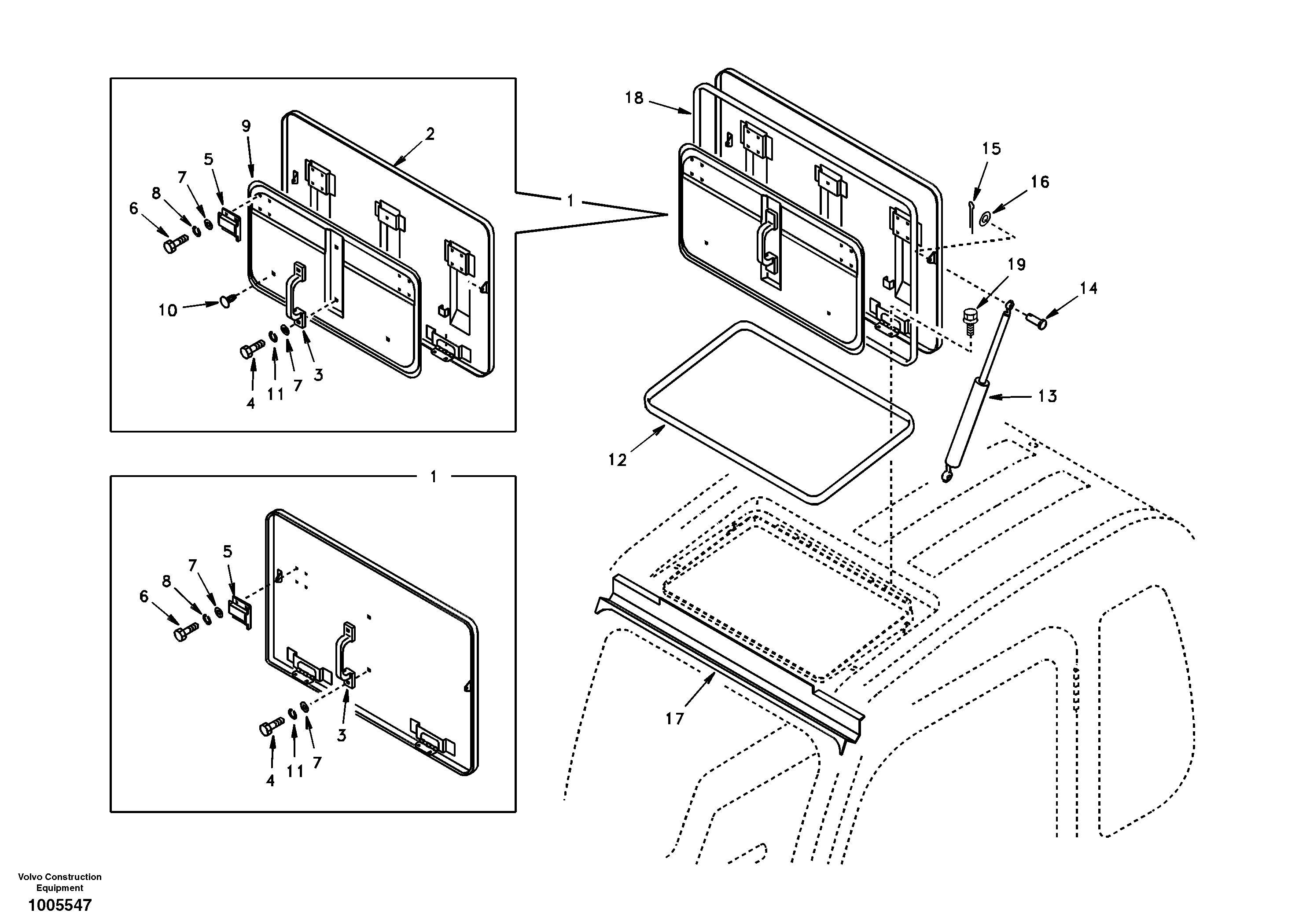 Схема запчастей Volvo EC210 - 17444 Roof hatch EC210