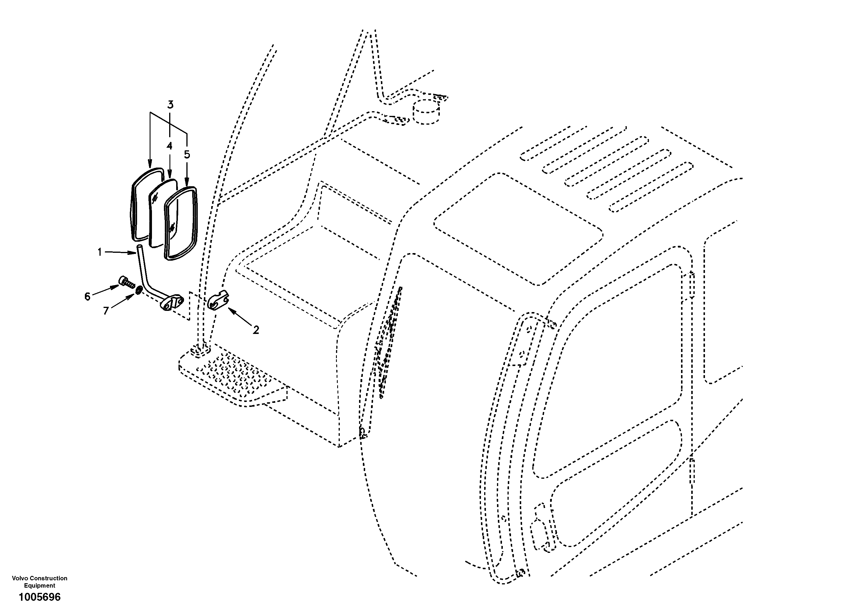 Схема запчастей Volvo EC210 - 38741 Rear view mirror EC210