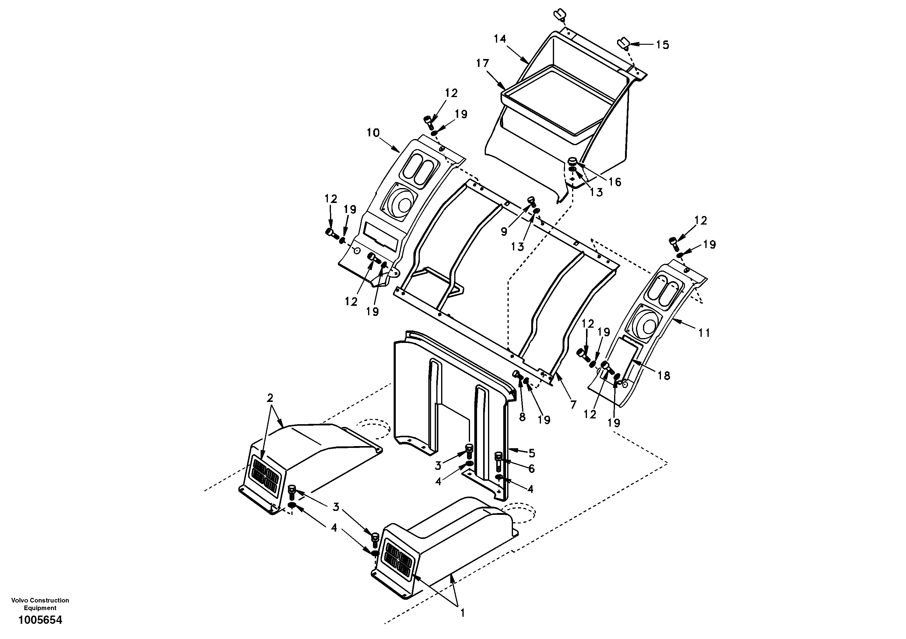 Схема запчастей Volvo EC210 - 19966 Instrument panel, radio panel EC210