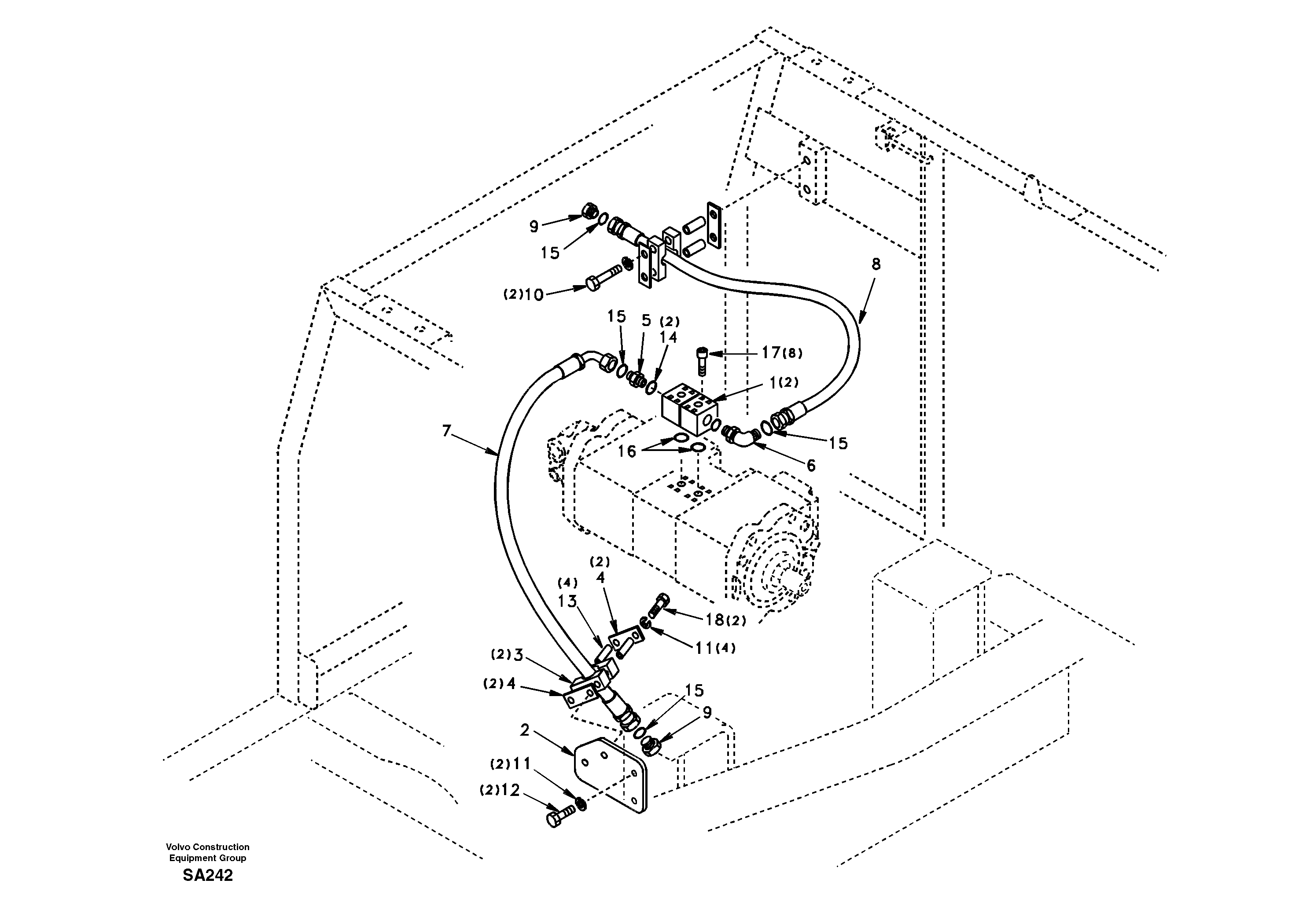 Схема запчастей Volvo EC210 - 38985 Hydraulic system, hydraulic pump pulse damper EC210